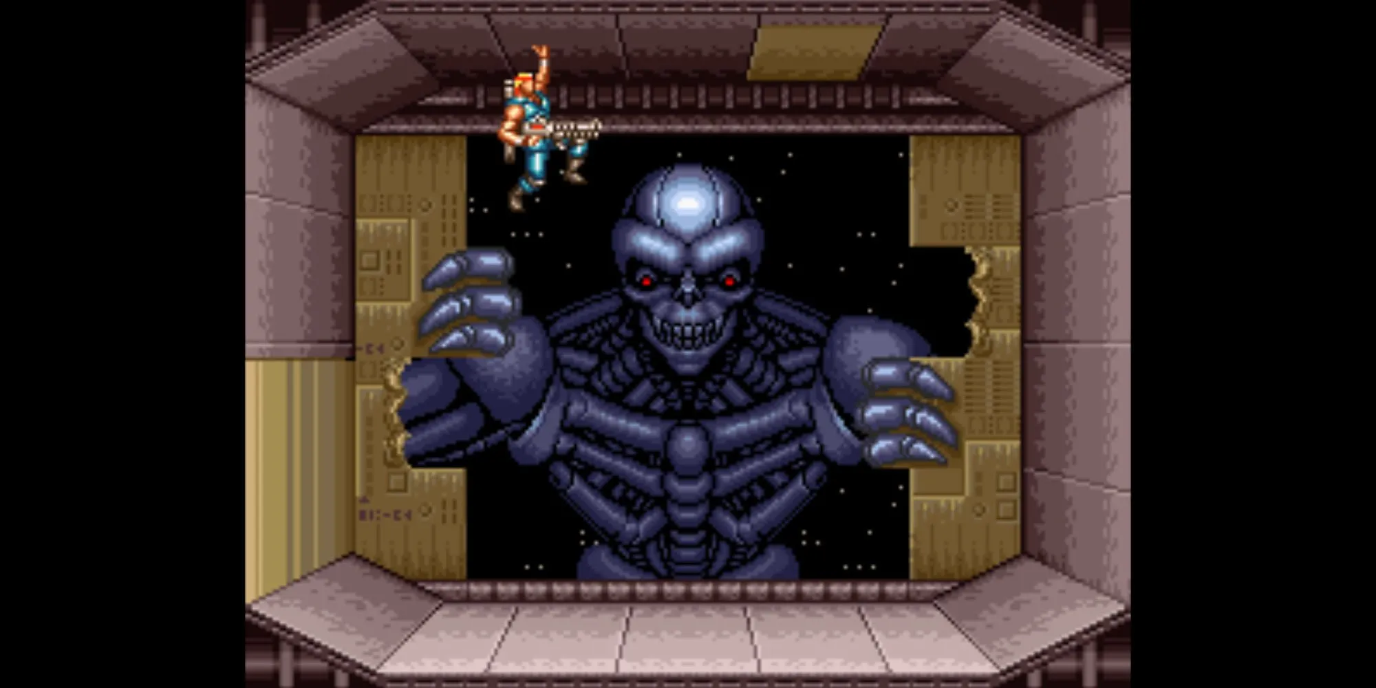 Ảnh bìa game Contra III: The Alien Wars với hai nhân vật chính đang chiến đấu
