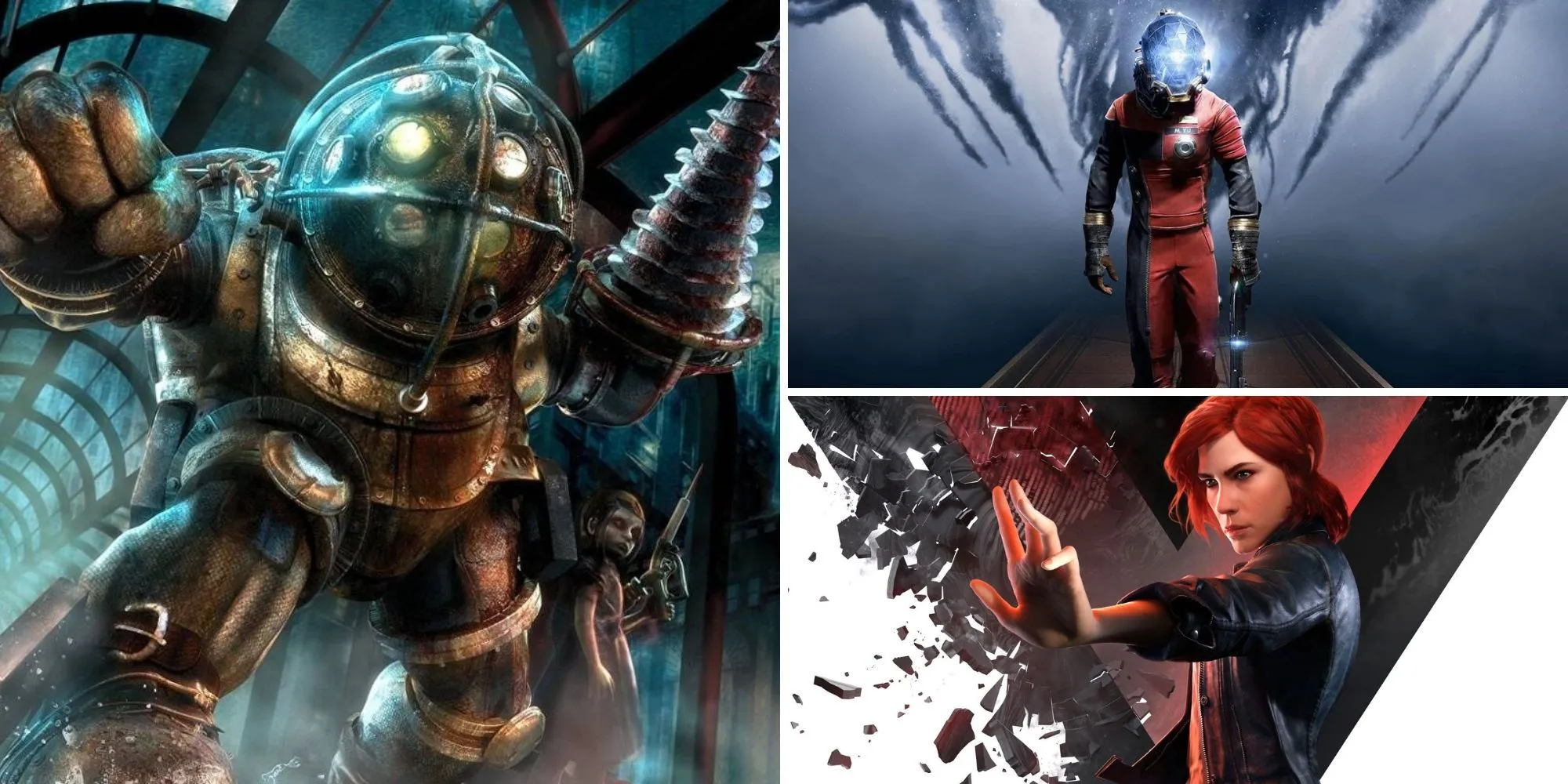 Ảnh ghép các tựa game có lối chơi tương tự Dead Space như BioShock, Prey, Control, gợi ý cho người hâm mộ dòng game kinh dị khoa học viễn tưởng