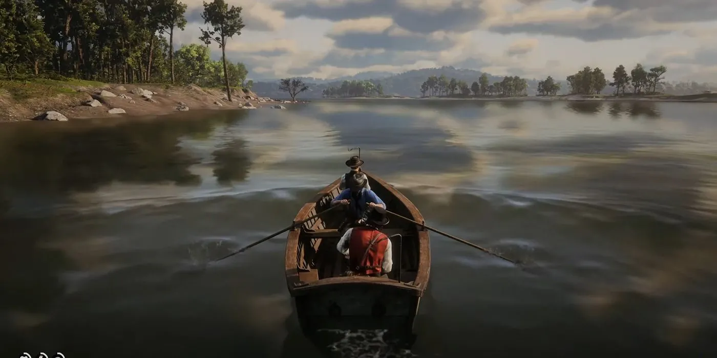 Arthur Morgan đang khám phá một hang động tối tăm trong Red Dead Redemption 2, một phần của việc hoàn thành 100% trò chơi
