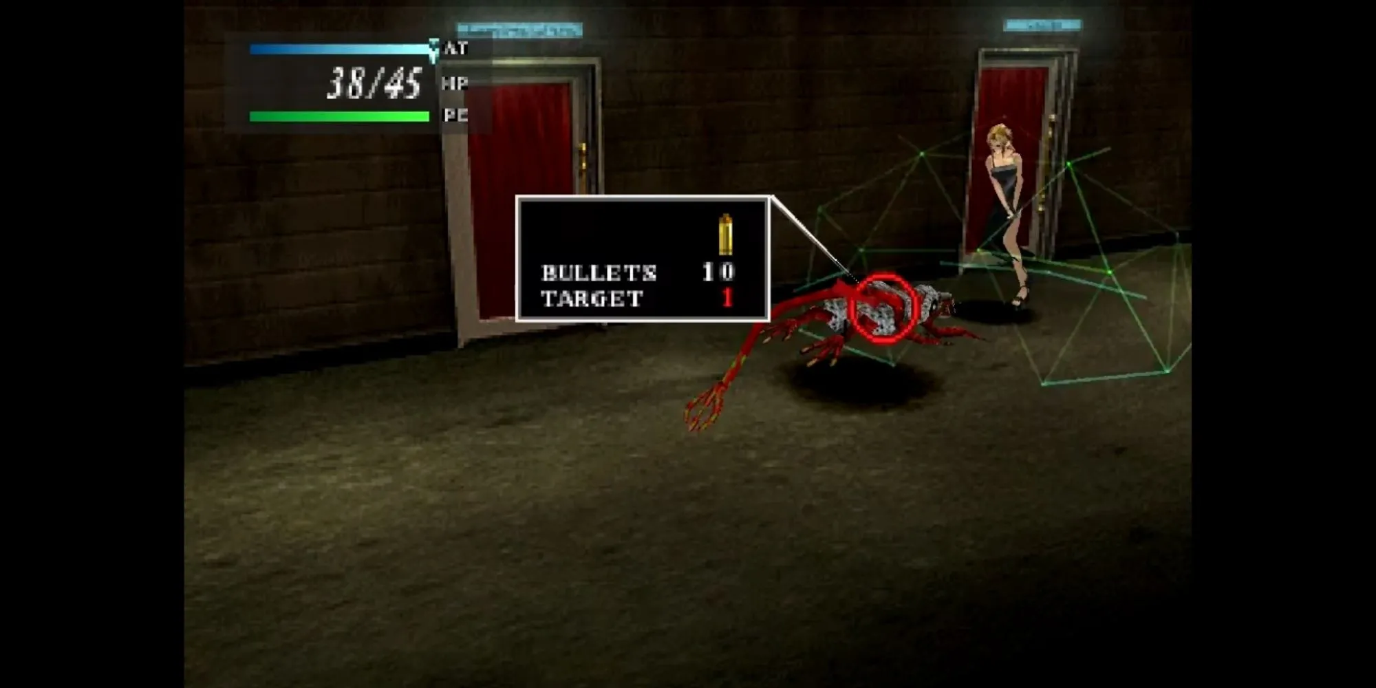 Aya Brea chiến đấu quái vật trong Parasite Eve với ATB thời gian thực