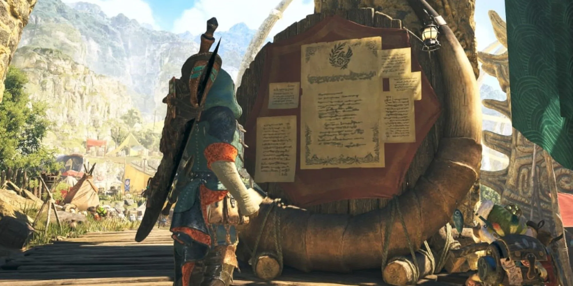 Bảng ghi nhận hành trình trong Monster Hunter Wilds, tượng trưng cho các thành tựu nhiệm vụ và cốt truyện