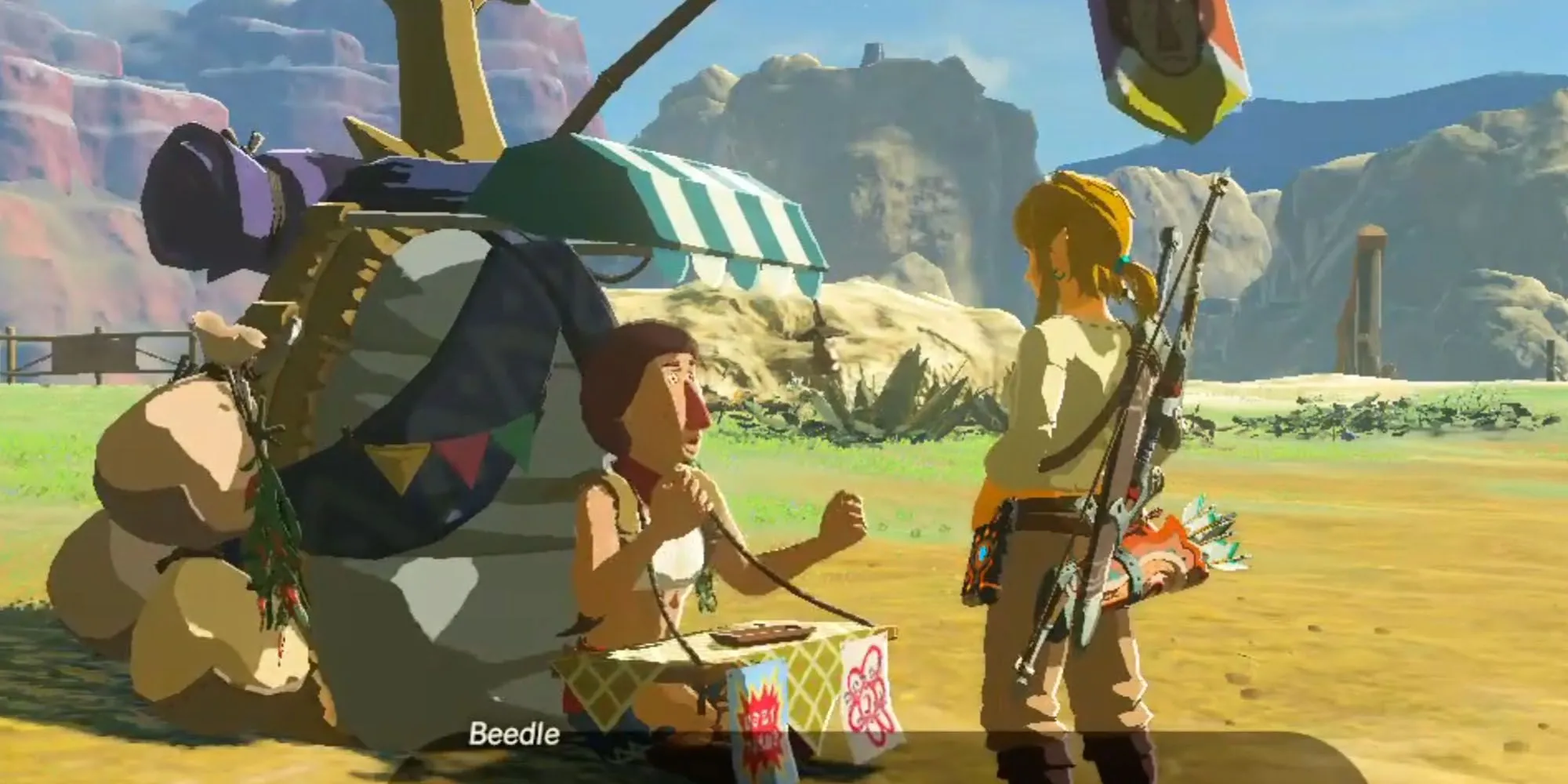 Beedle - thương nhân du mục dễ mến trong The Legend of Zelda Breath of the Wild với chiếc túi hình bọ cánh cứng