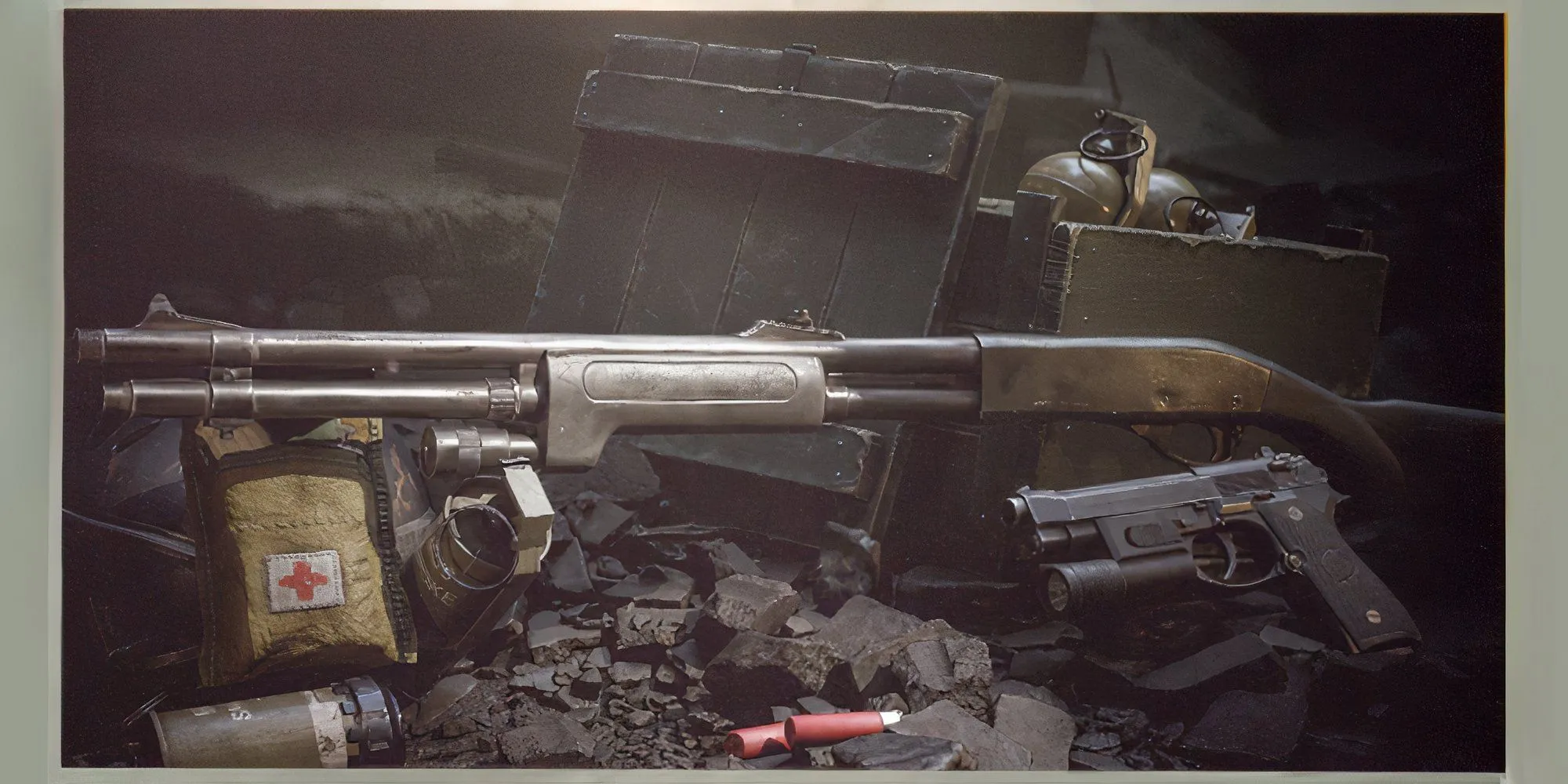 Cận cảnh shotgun M870 trong game Delta Force Black Hawk Down