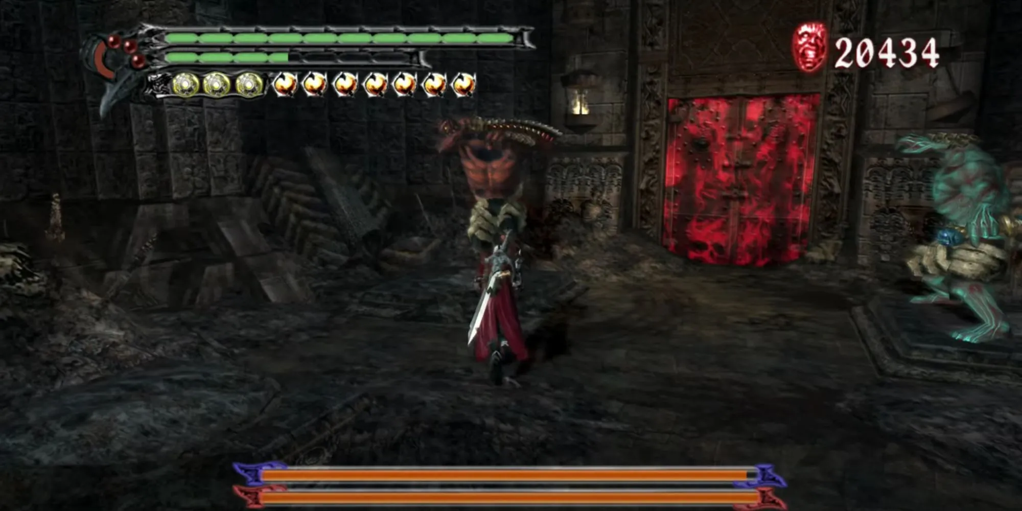Cặp song kiếm Agni và Rudra trong Devil May Cry 3 chuẩn bị tấn công Dante