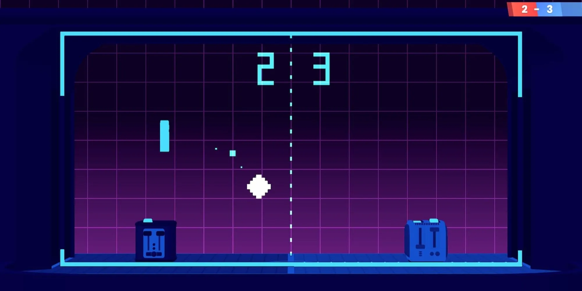 Chế độ Arcade trong Toasterball mô phỏng game Pong cổ điển