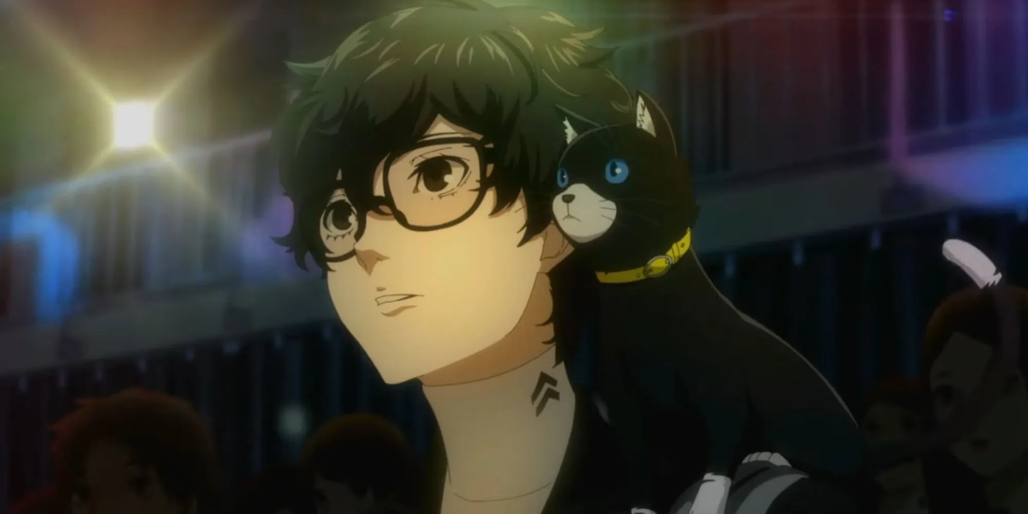 Dàn Phantom Thieves trong một anime cutscene phong cách đặc trưng của Persona 5