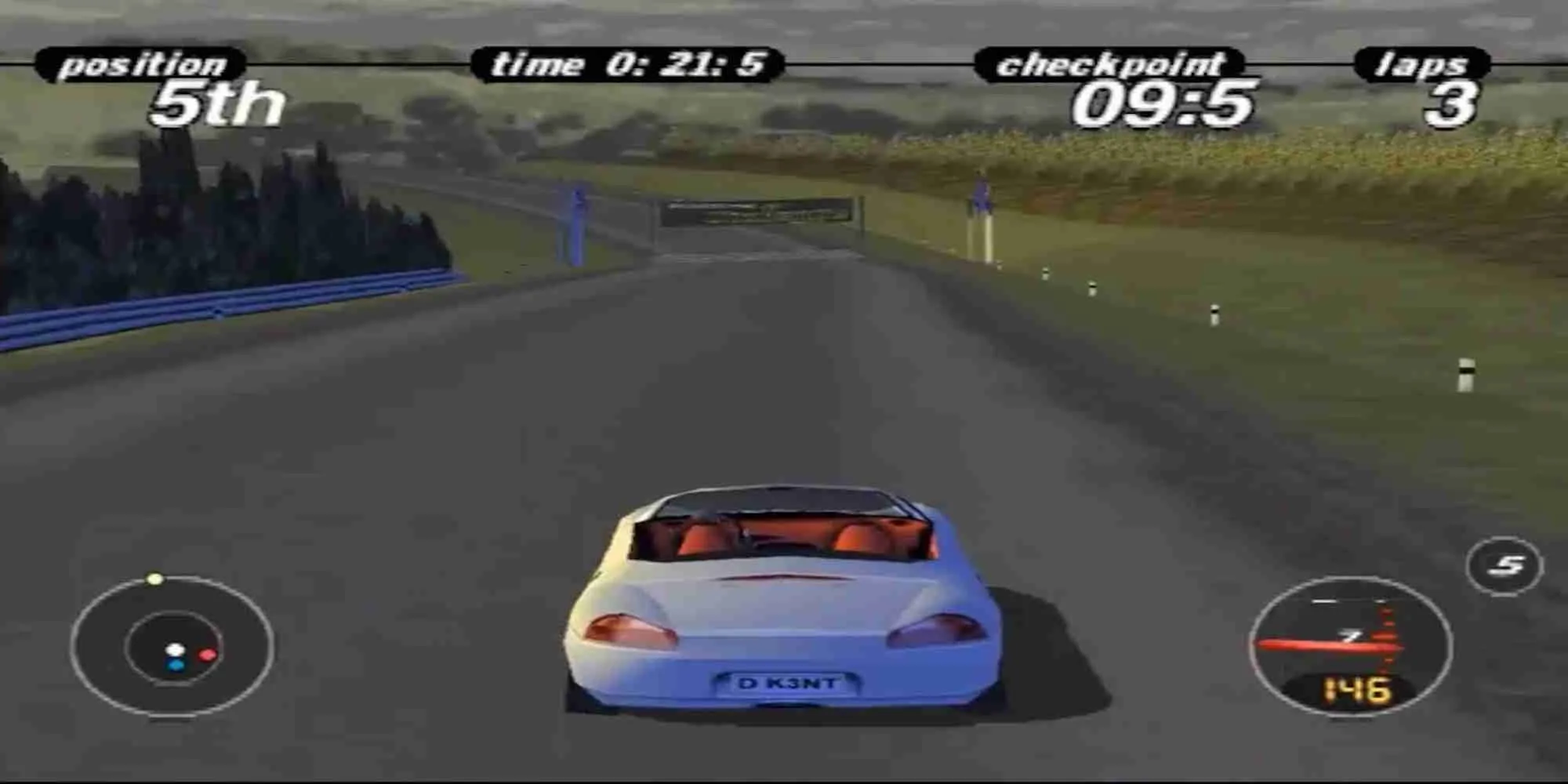 Dàn xe Porsche Boxster nhiều màu sắc đang cạnh tranh trên đường đua trong game Porsche Challenge PS1