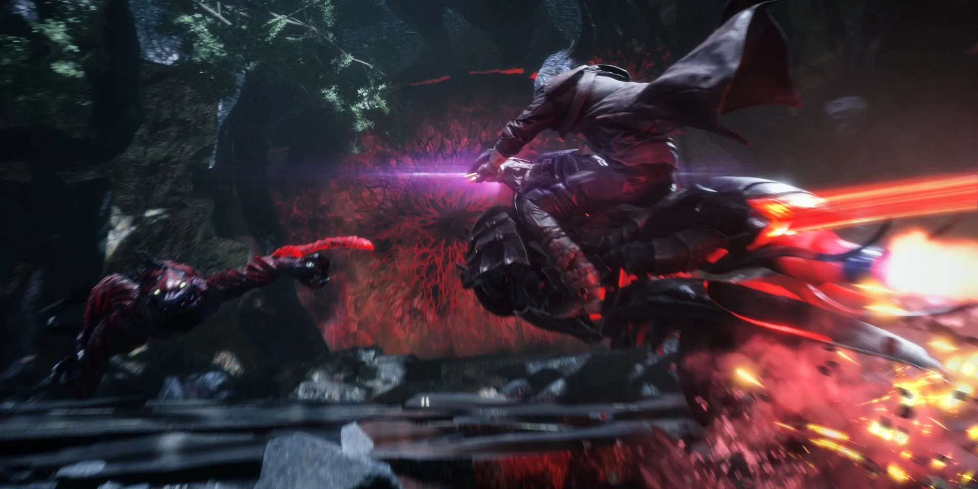 Dante cưỡi mô tô Cavaliere tấn công quỷ trong Devil May Cry 5