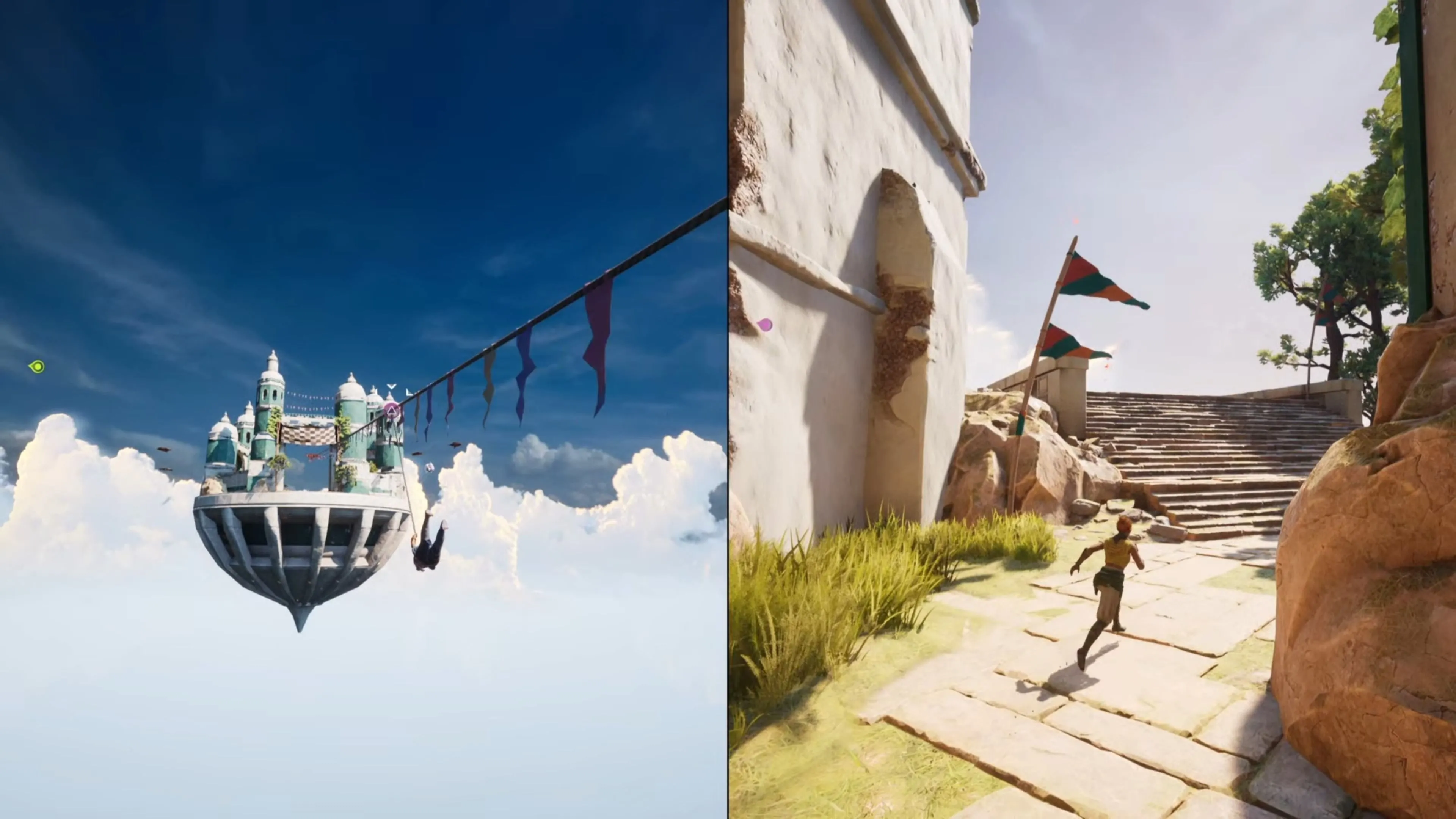 Đường zipline cuối cùng dẫn đến vạch đích trong màn chơi Kites Split Fiction