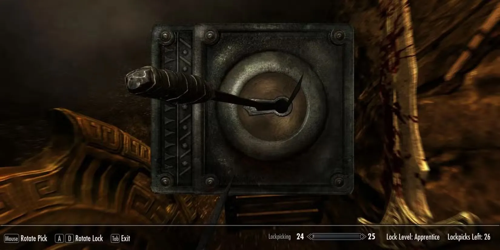Giao diện bẻ khóa kinh điển và quen thuộc của The Elder Scrolls V Skyrim