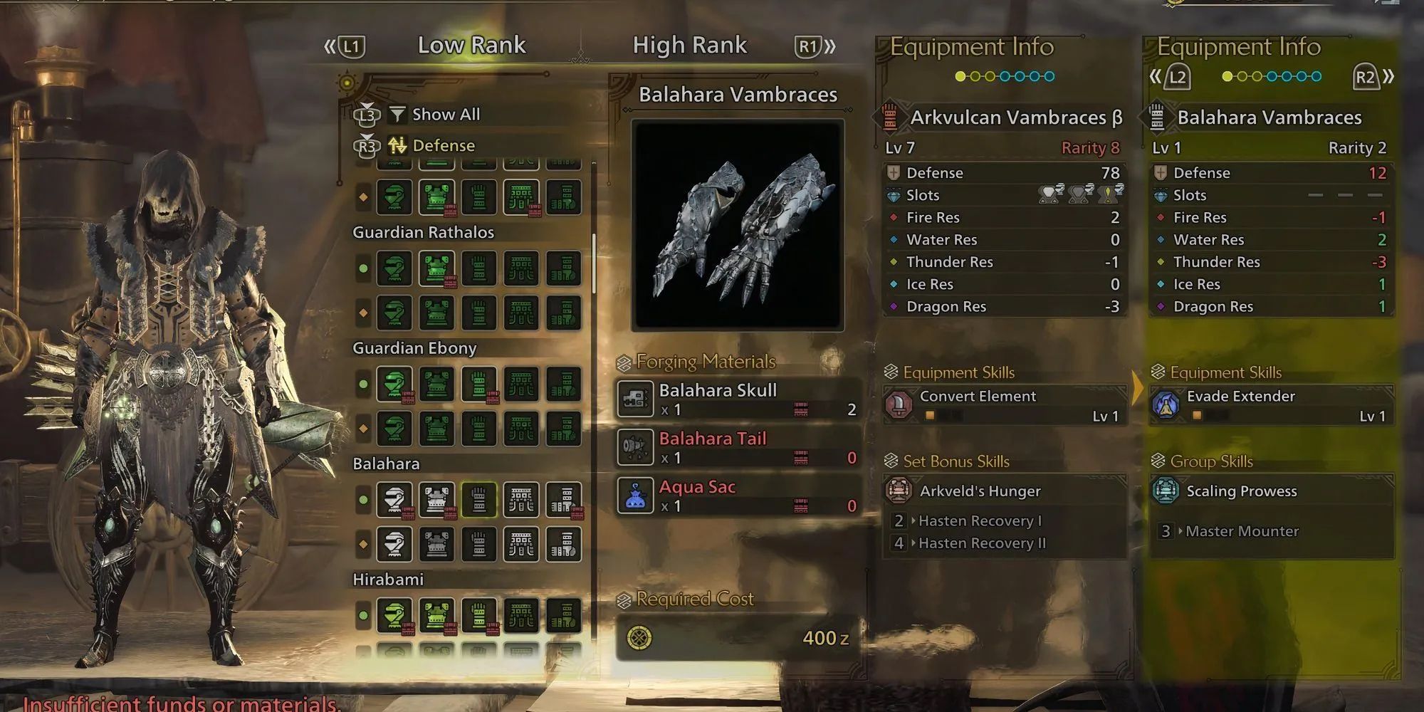 Giáp tay Balahara Vambraces trong Monster Hunter Wilds chế tạo từ Aqua Sac