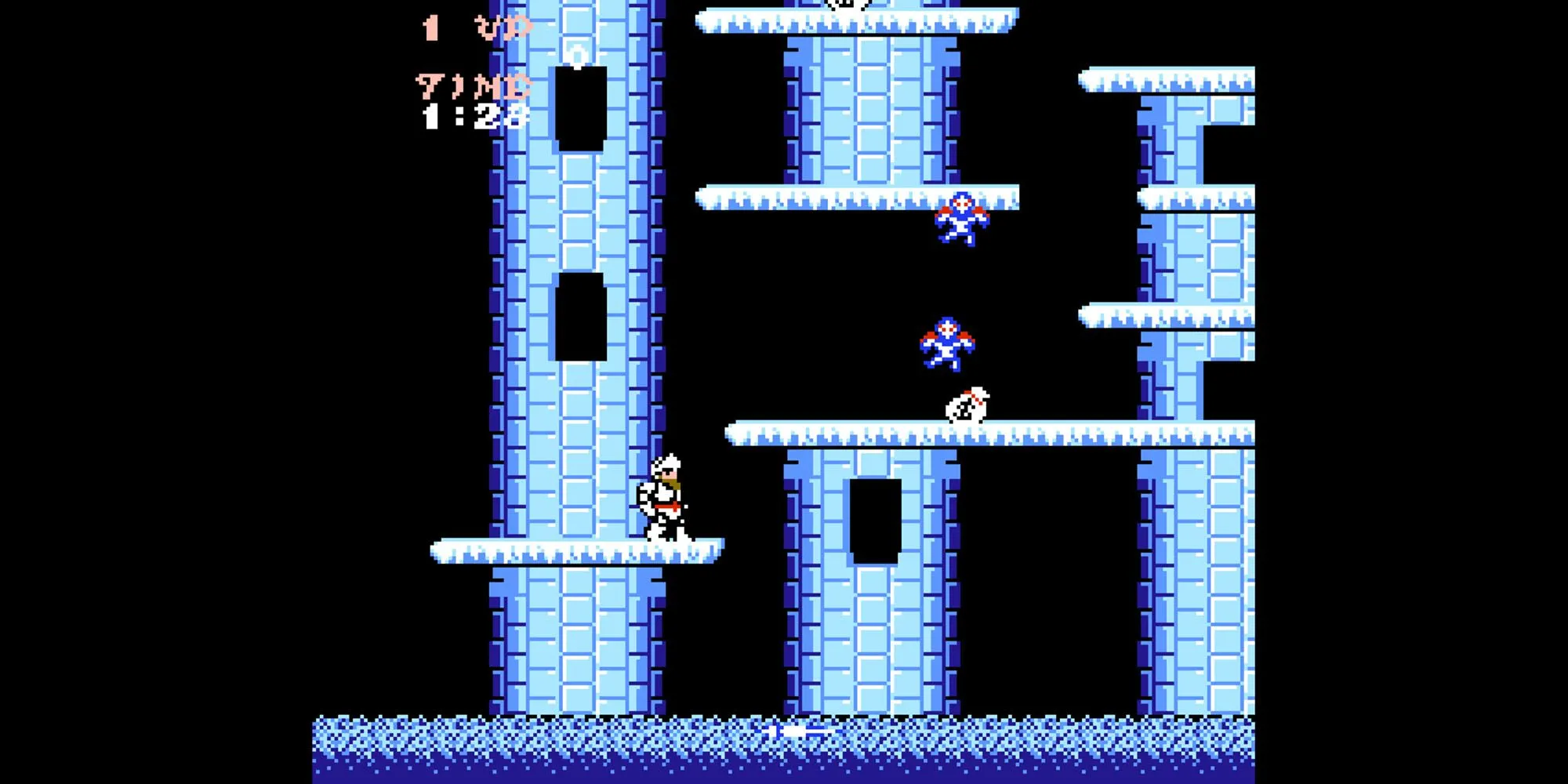 Hiệp sĩ Arthur trong game Ghosts 'n Goblins đang chiến đấu với quái vật trong nghĩa địa