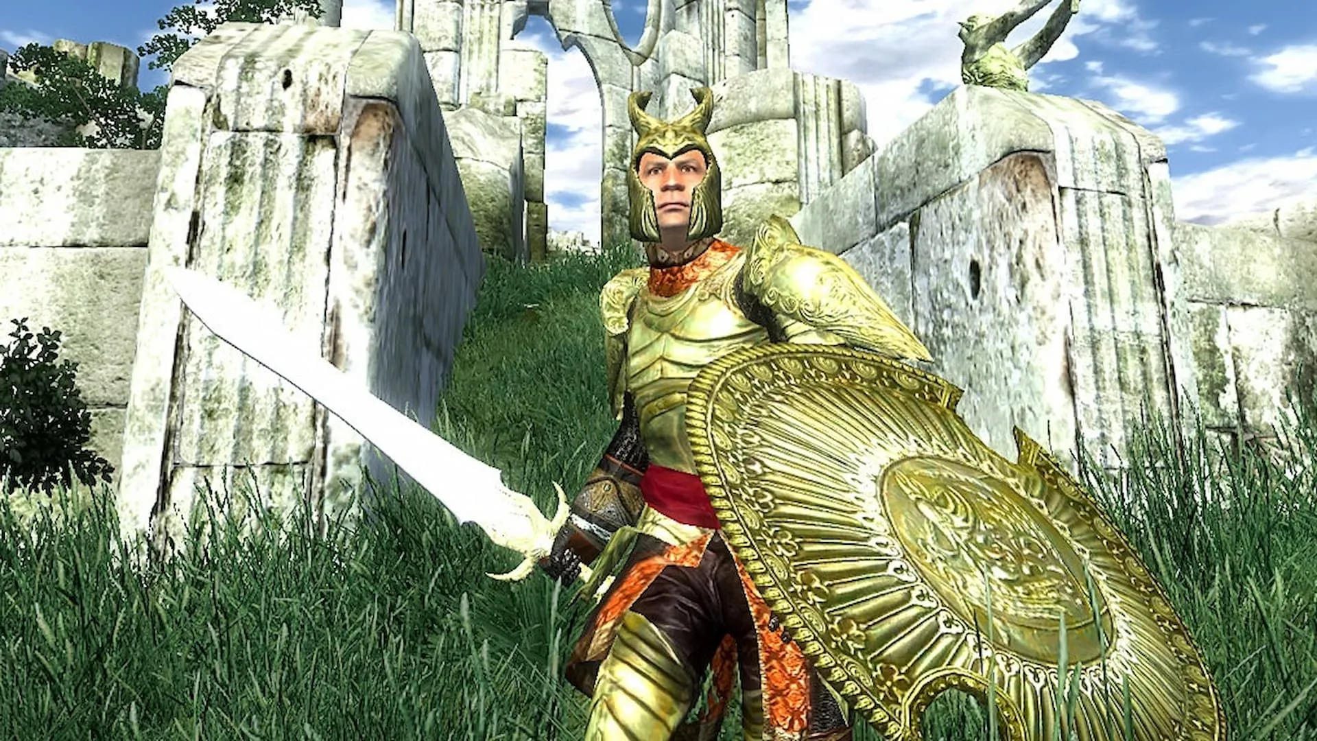Hình ảnh chiến binh mặc giáp vàng trong bản làm lại The Elder Scrolls IV Oblivion