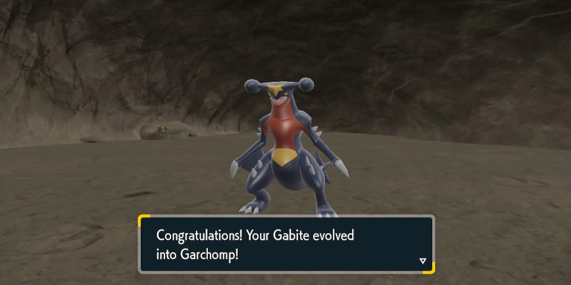 Hình ảnh Gabite tiến hóa thành Garchomp trong Pokémon Scarlet &amp; Violet DLC - minh chứng cho việc sưu tập Pokémon