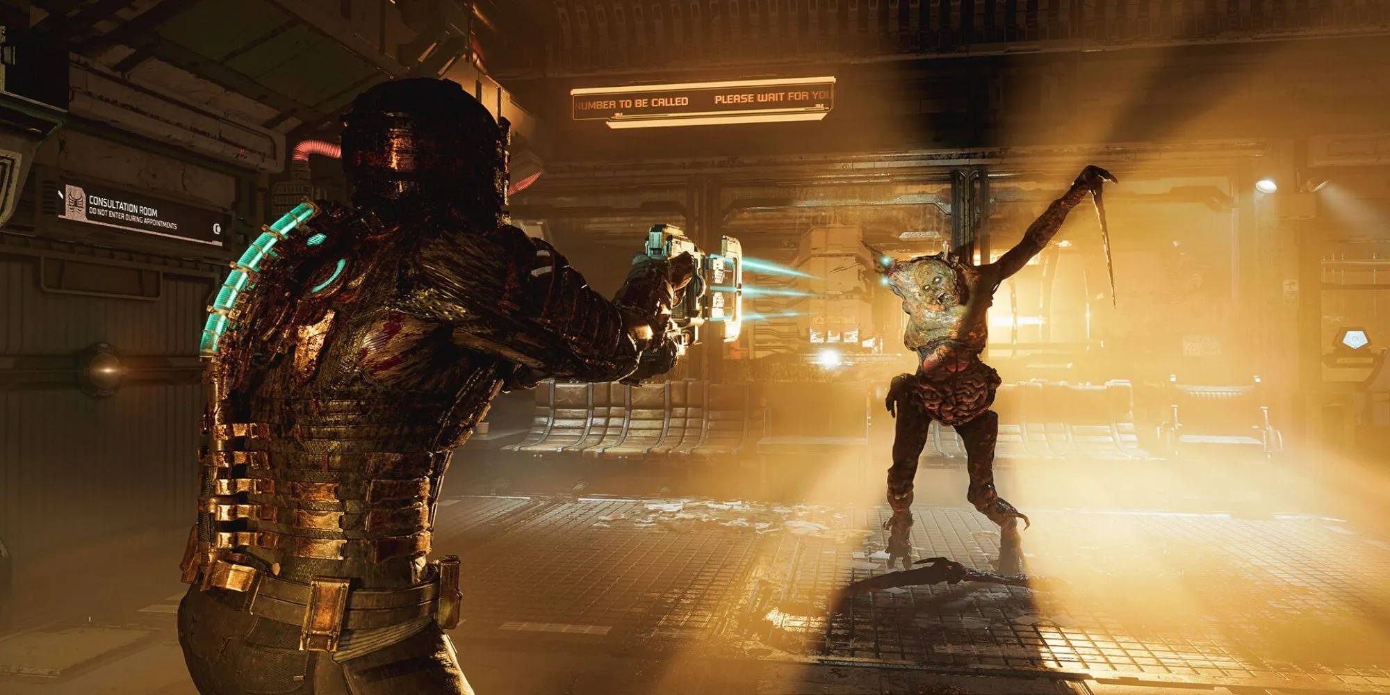Hình ảnh Isaac Clarke trong bộ giáp kỹ sư từ bản Dead Space Remake, gợi nhớ về thương hiệu game kinh dị vũ trụ nổi tiếng