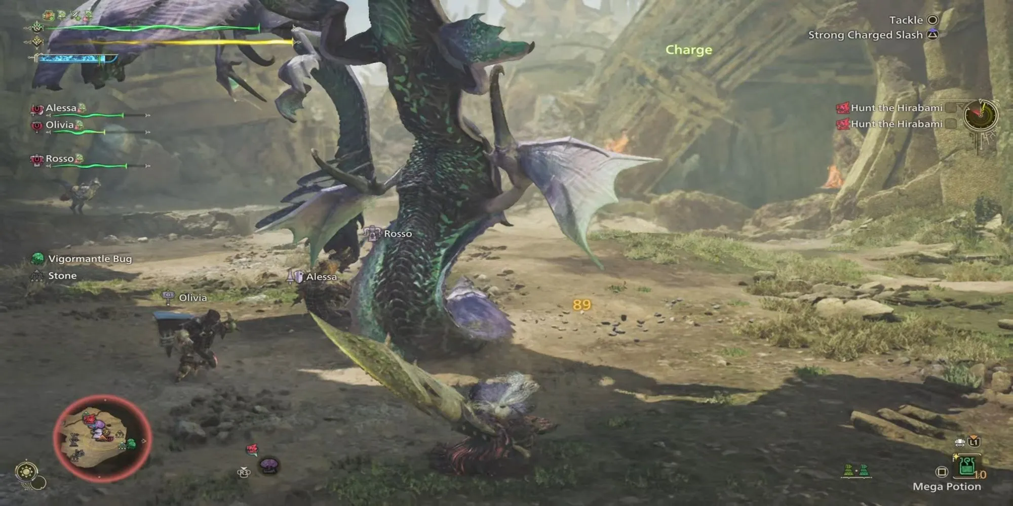 Hình ảnh quái vật và người chơi trong game hành động phiêu lưu Monster Hunter Wilds