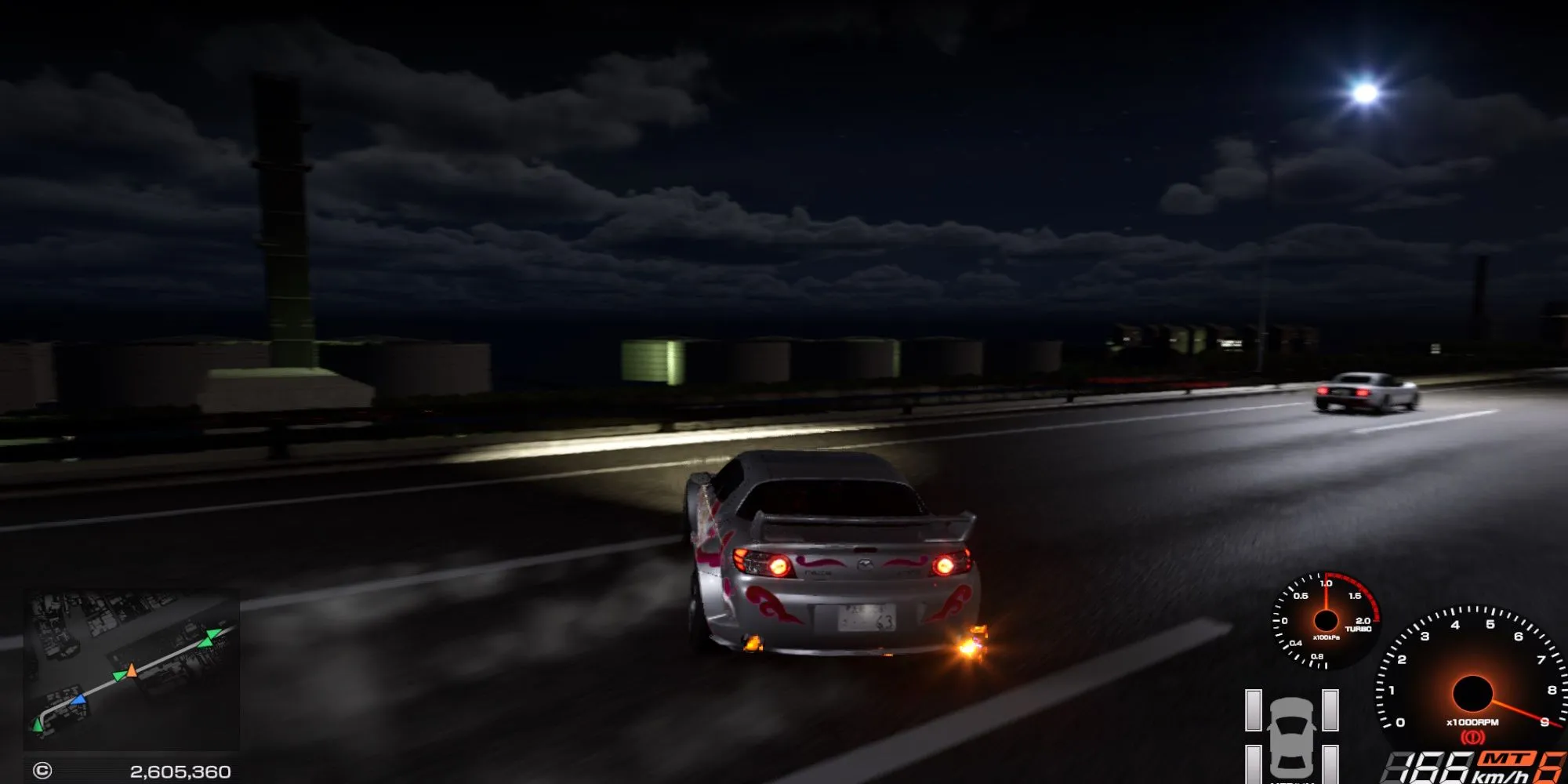 Hình ảnh xe đua trong game đua xe mô phỏng Tokyo Xtreme Racer với cảnh drifting trên đường phố