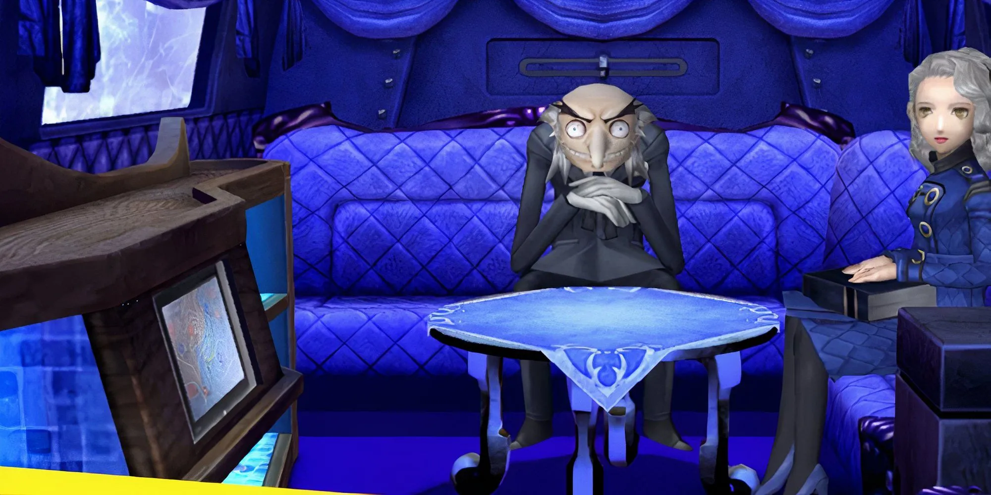 Igor và Marie ngồi trong Velvet Room của Persona 4