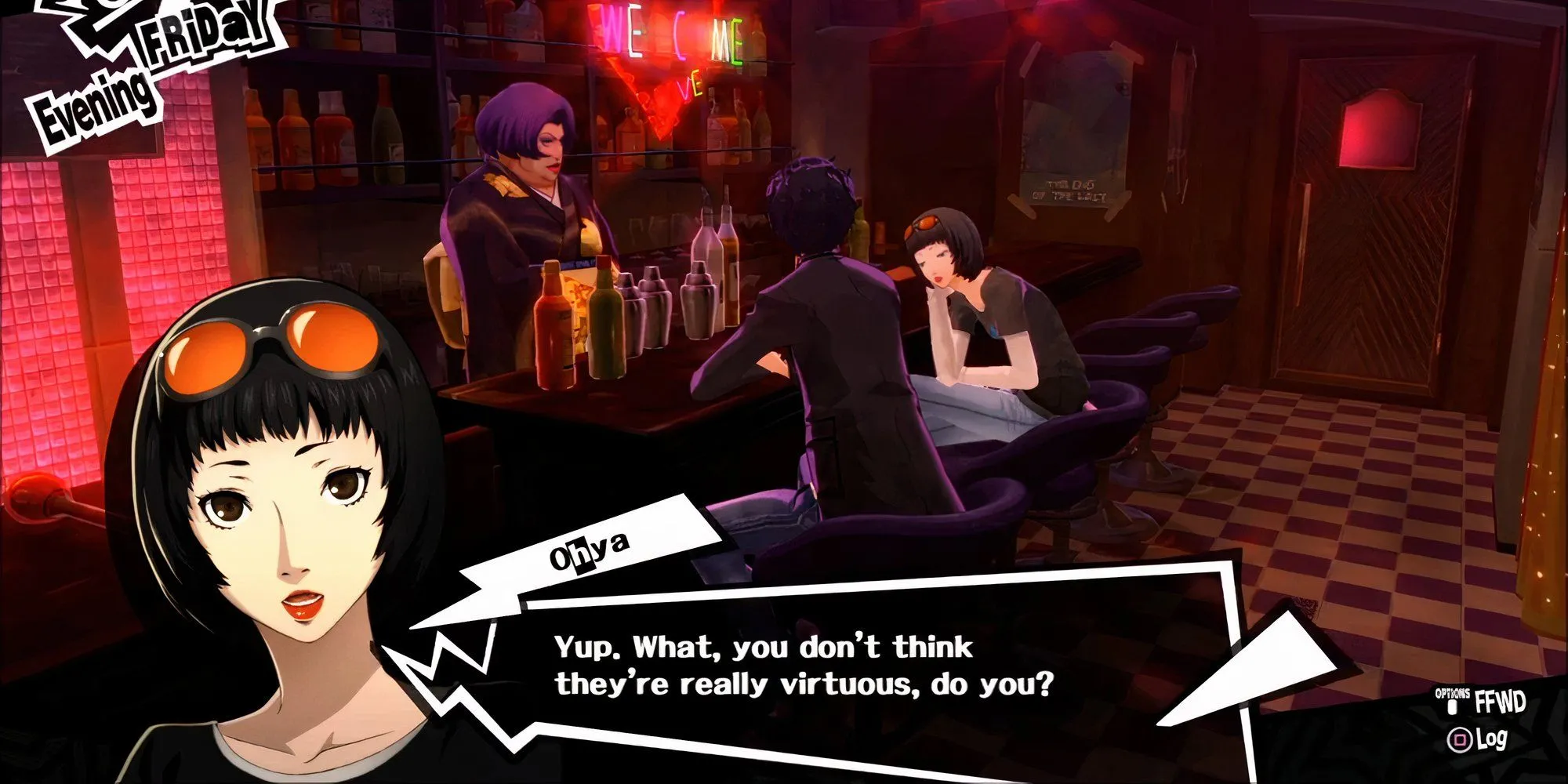 Joker tăng hạng Social Link với Ichiko Ohya tại quán bar Crossroads trong Persona 5 Royal
