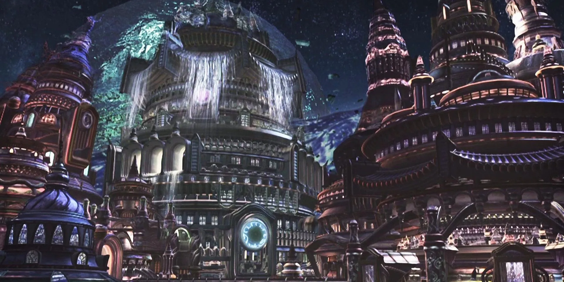Khung cảnh Dream Zanarkand huyền ảo trong đoạn mở đầu của Final Fantasy X nơi Tidus sinh sống