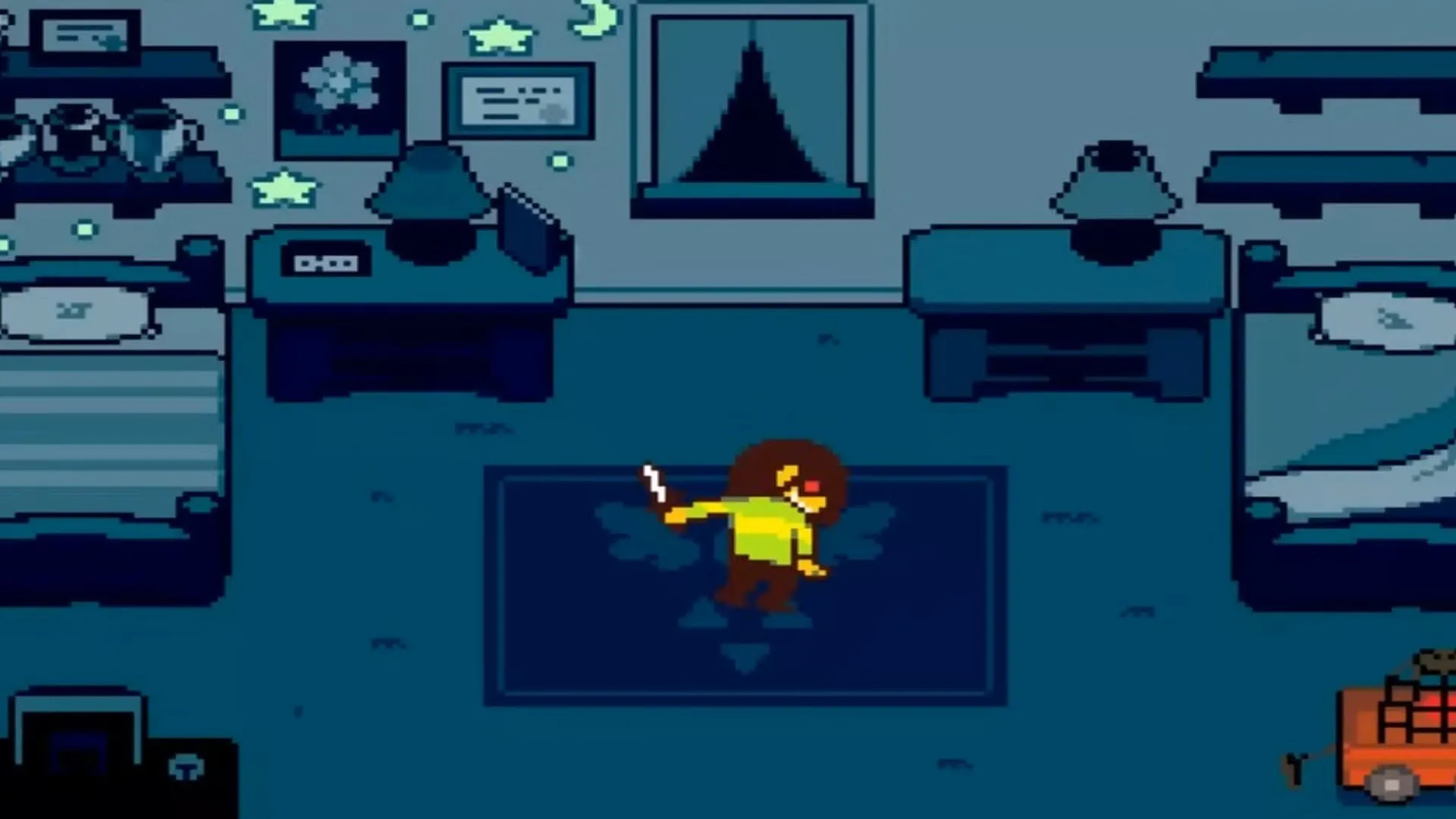 Kris rút linh hồn ra khỏi cơ thể ở cuối Deltarune Chapter 1