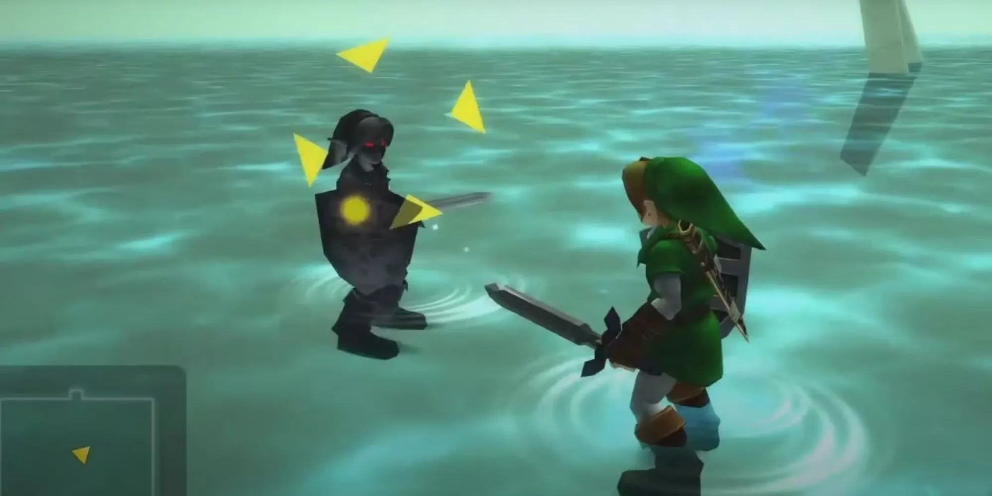 Link đối mặt Dark Link tại Đền Nước khét tiếng trong Zelda Ocarina of Time