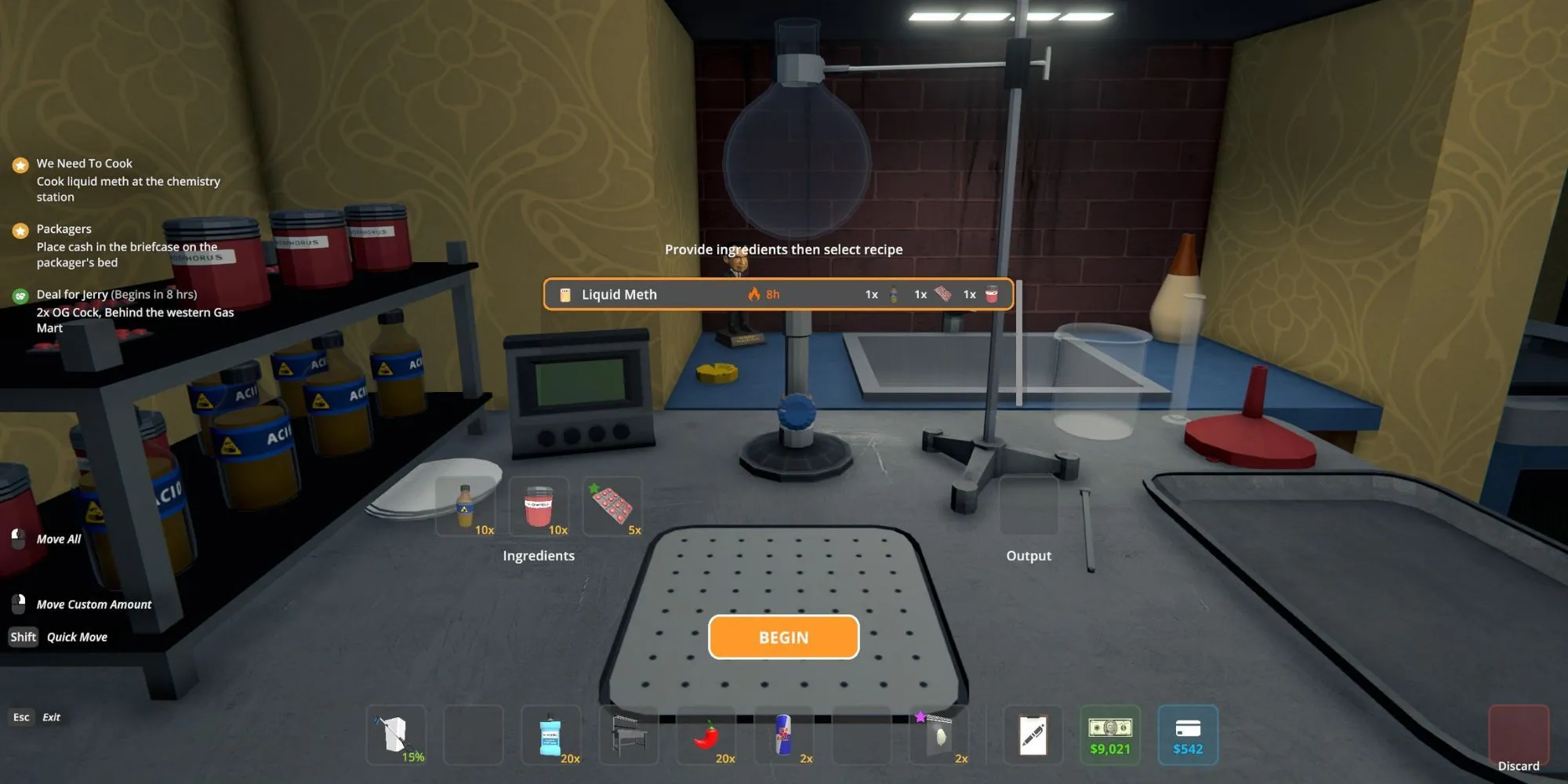 Meth dạng lỏng trong Bàn Hóa học game Schedule 1