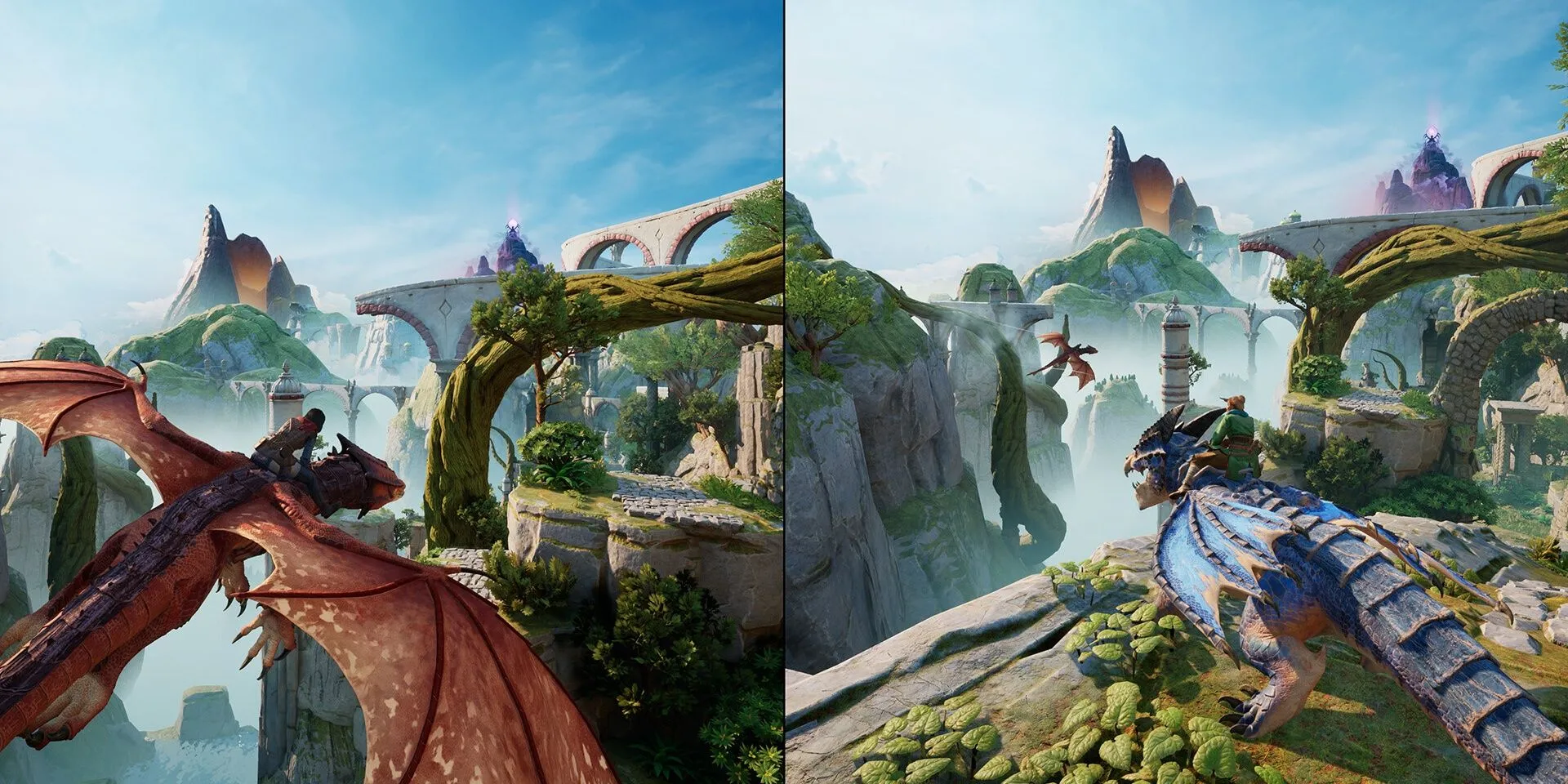 Mio và Zoe cưỡi rồng trong Split Fiction - game co-op kết hợp fantasy và sci-fi