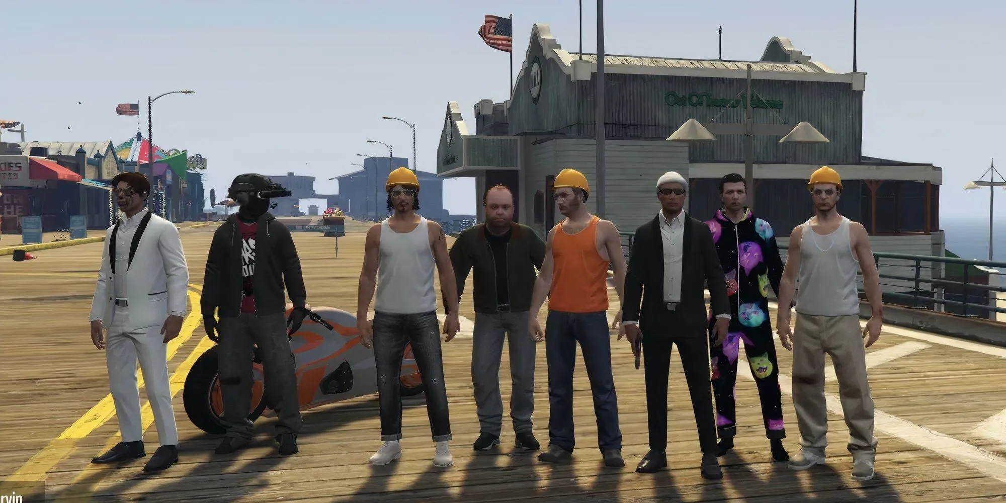 Một bức ảnh nhóm chúng tôi chụp vào cuối một trong những cuộc biểu tình trong GTA V Online.