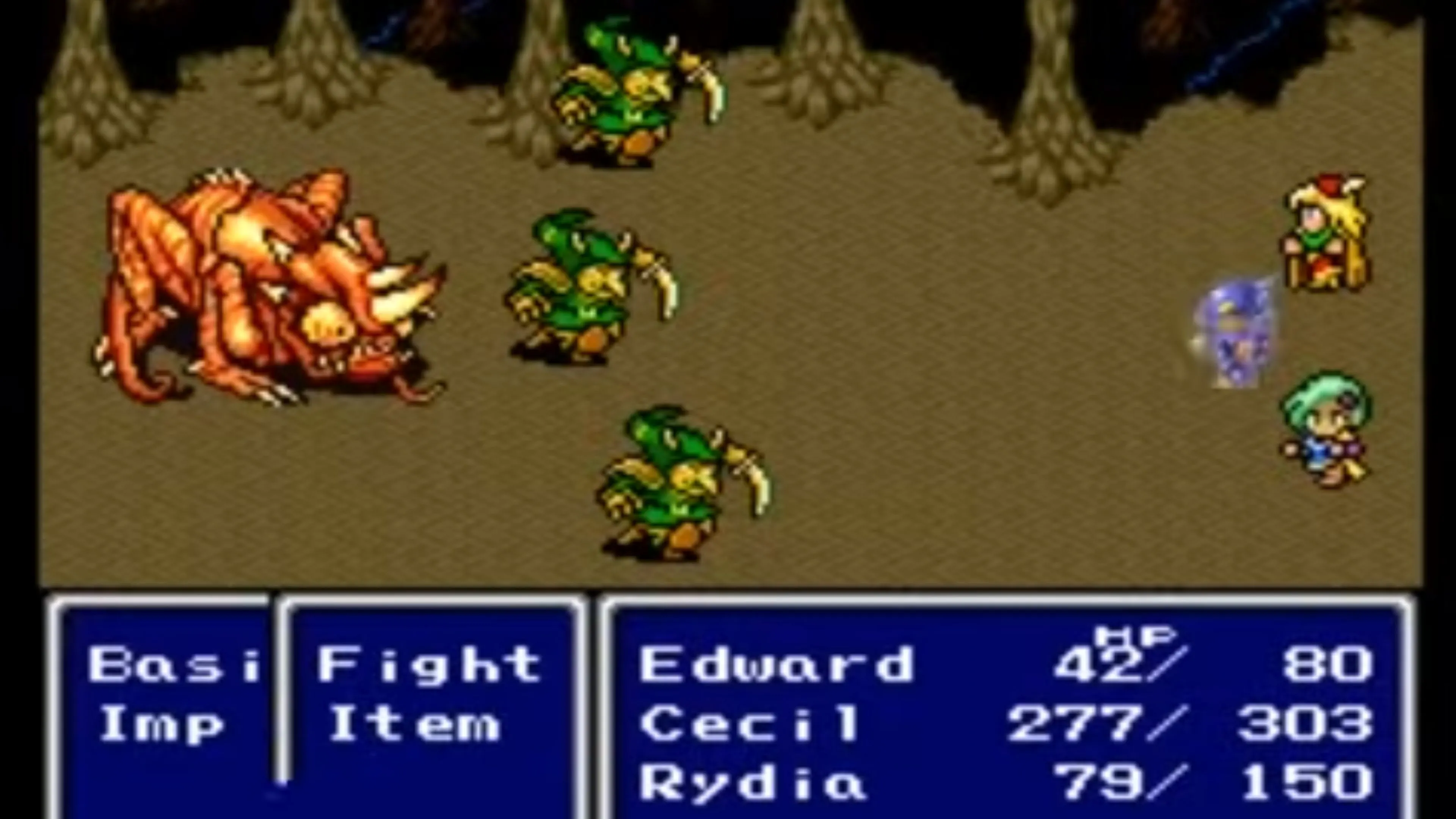 Một cảnh chiến đấu trong game Final Fantasy II Pixel Remaster.