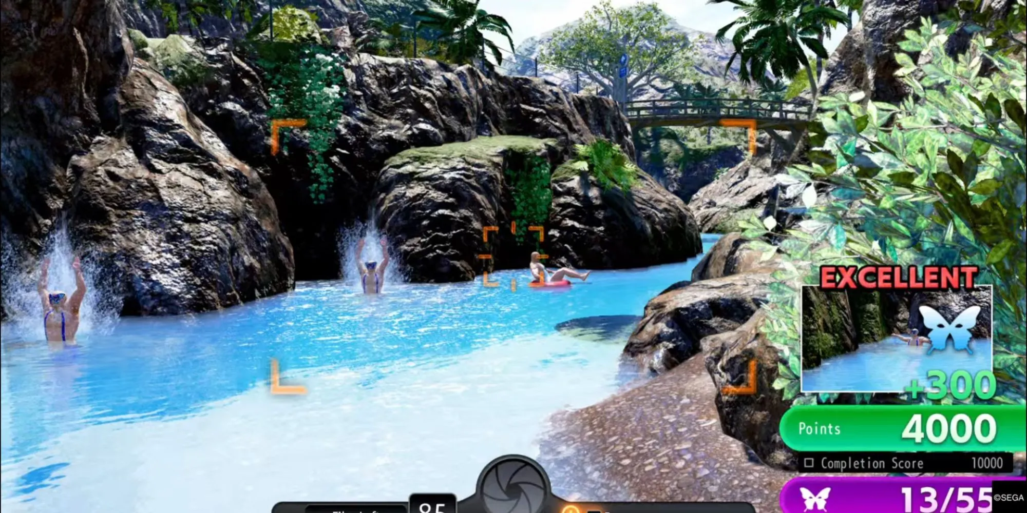 Một Papillon Boy màu xanh dương bất ngờ xuất hiện từ dưới nước trong màn chơi Crystal Papillon Island