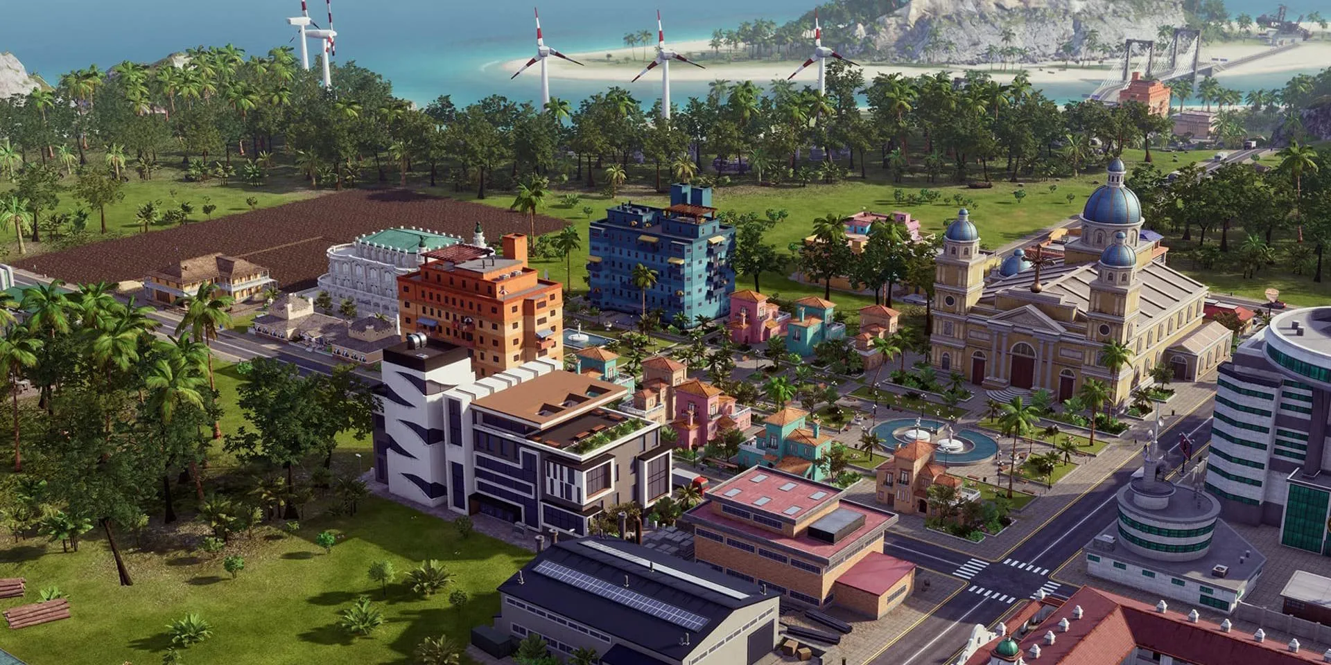 Một thị trấn đảo nhỏ với những tòa nhà đầy màu sắc trong Tropico 6