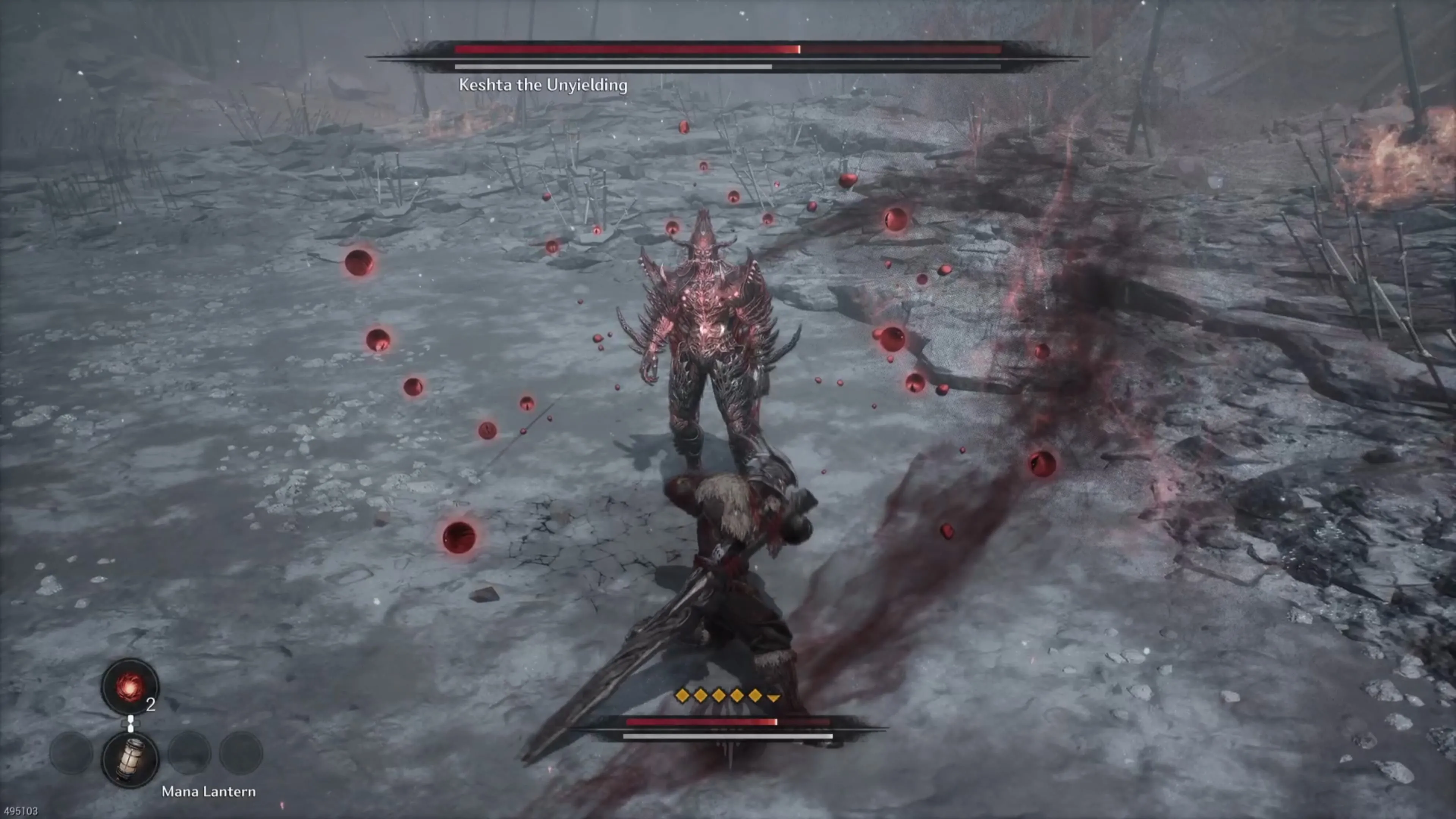 Người chơi đối mặt với Keshta the Unyielding, một thử thách khó nhằn trong The First Berserker Khazan