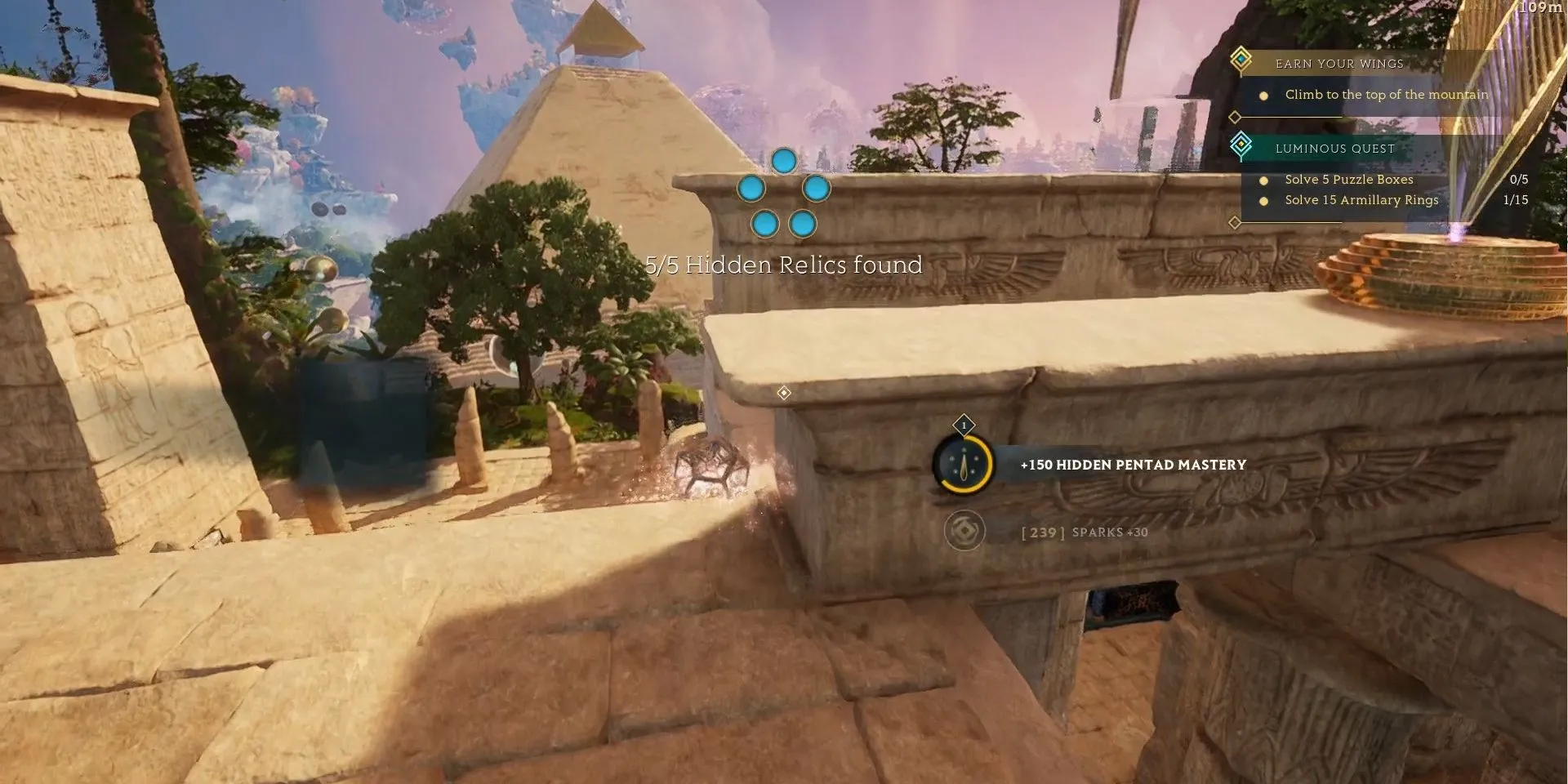Người chơi khám phá một Di Tích Ẩn trong game Islands of Insight