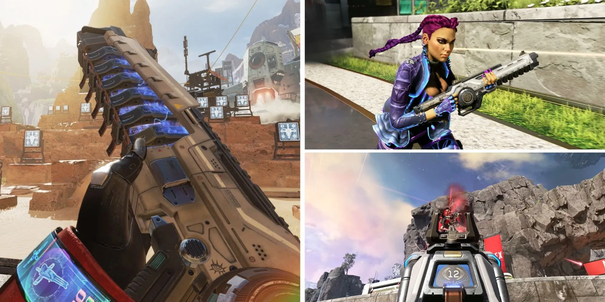 Người chơi kiểm tra súng Nemesis trong Apex Legends khi Loba đang chạy và bắn đối thủ