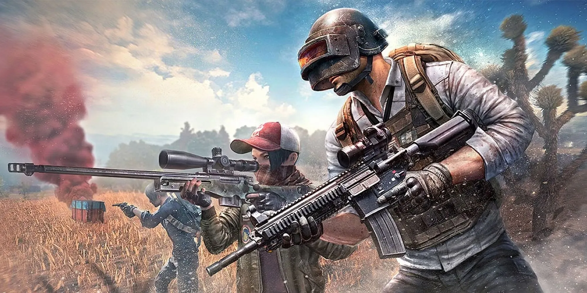 Người chơi PUBG: Battlegrounds ẩn nấp, thể hiện chiến thuật sinh tồn trên bản đồ rộng lớn.