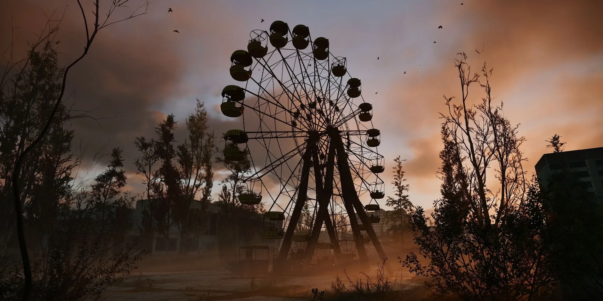 Người đàn ông nhìn ra bánh xe Ferris trong S.T.A.L.K.E.R. 2