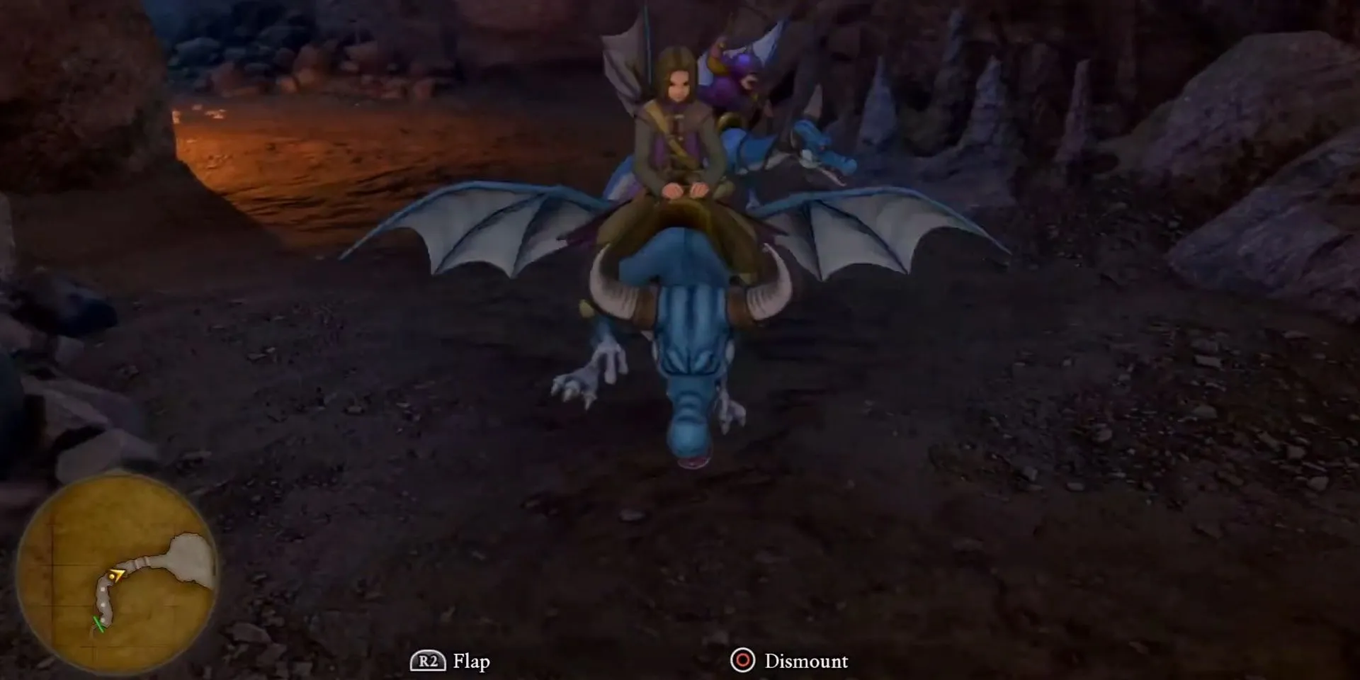 Nhân vật chính cưỡi Rồng làm thú cưỡi trong Dragon Quest XI