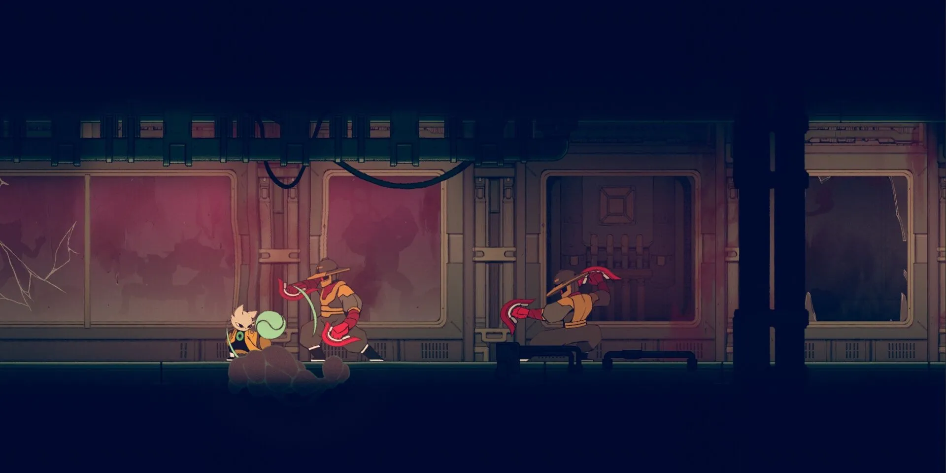 Nhân vật Dịch (Yi) đỡ đòn tấn công của kẻ thù trong game Nine Sols