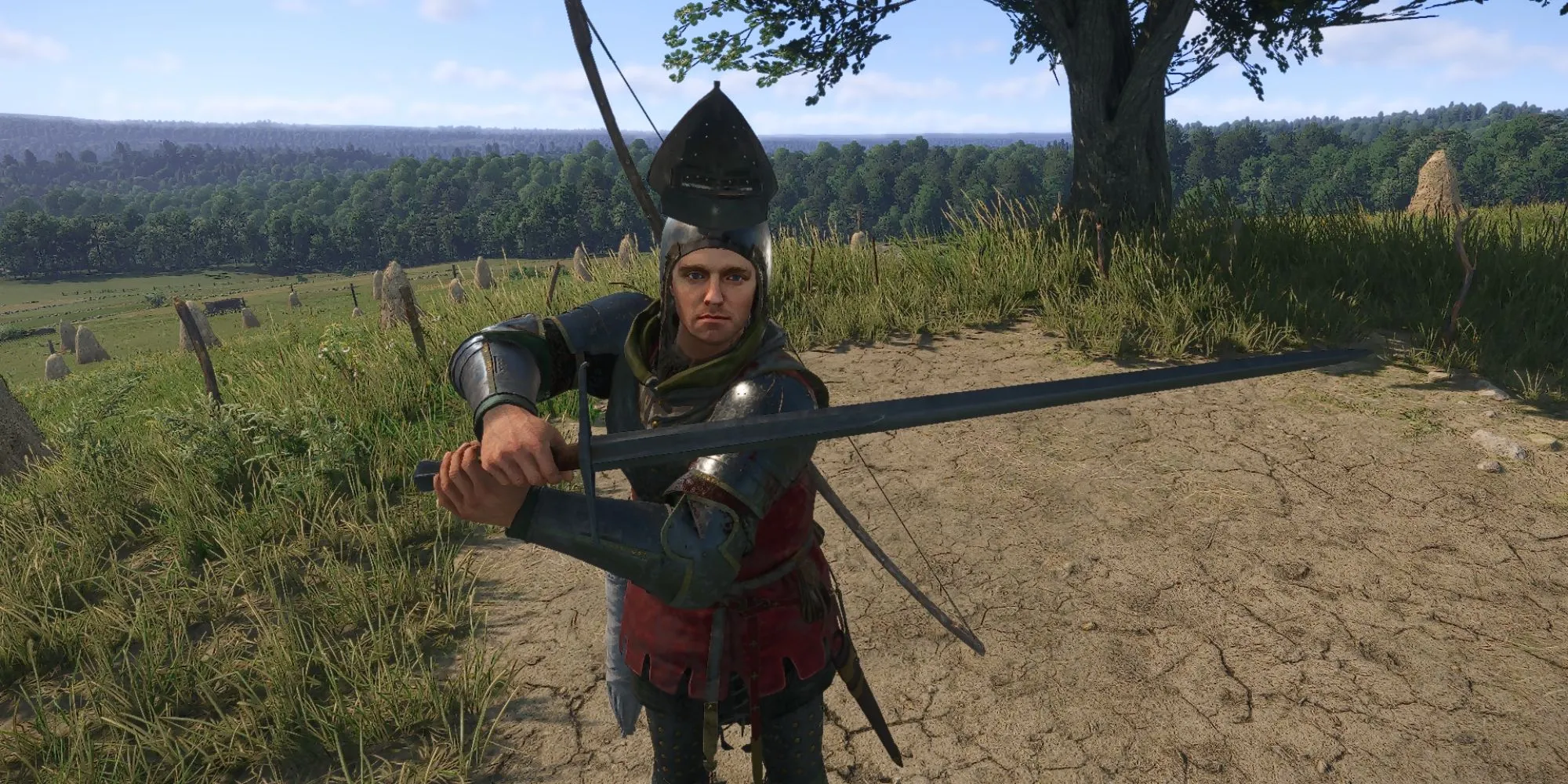 Nhân vật Henry trong Kingdom Come Deliverance 2 chuẩn bị cho một trận đấu tay đôi với Kiếm Đấu Tay Đôi