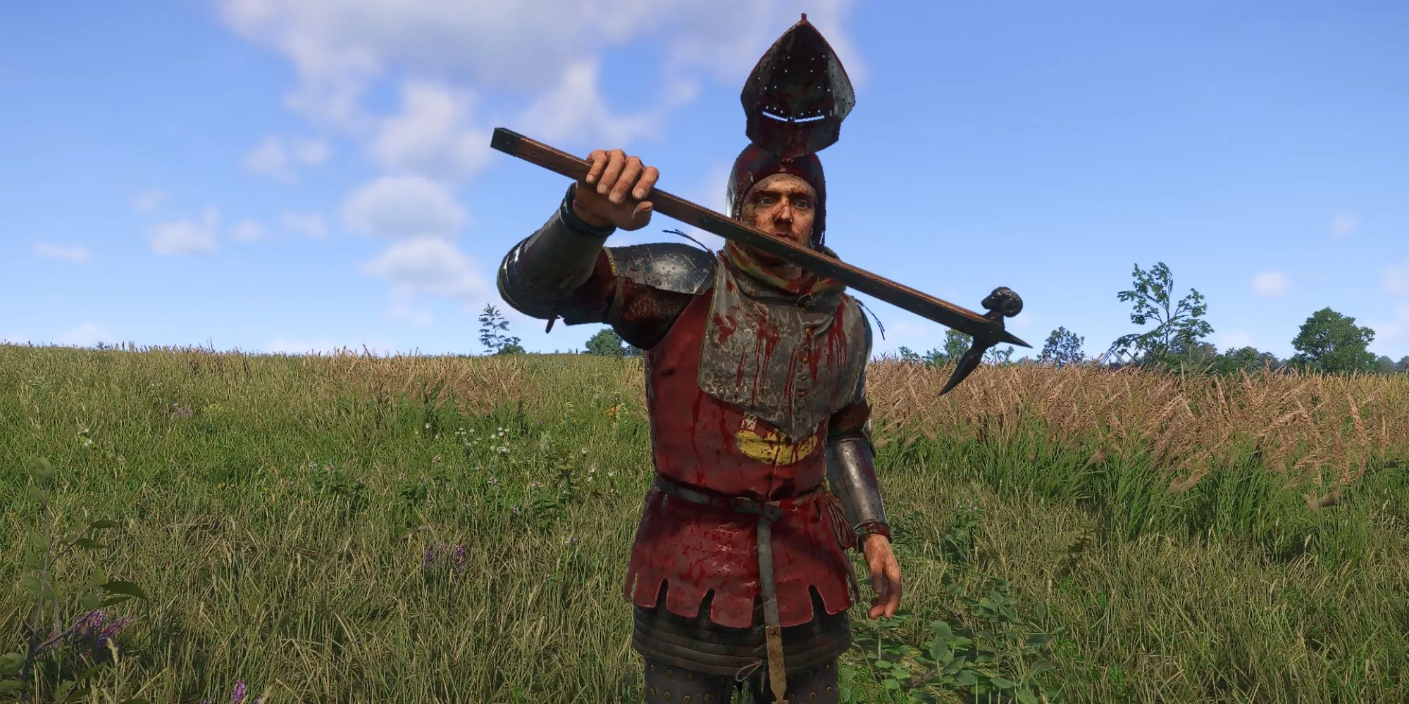 Nhân vật Henry trong Kingdom Come Deliverance 2 sử dụng Búa Đầu Cừu mạnh mẽ