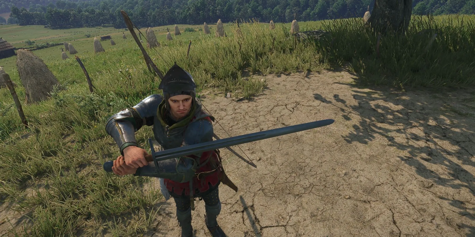 Nhân vật Henry trong Kingdom Come Deliverance 2 trang bị Kiếm Dài Hiệp Sĩ
