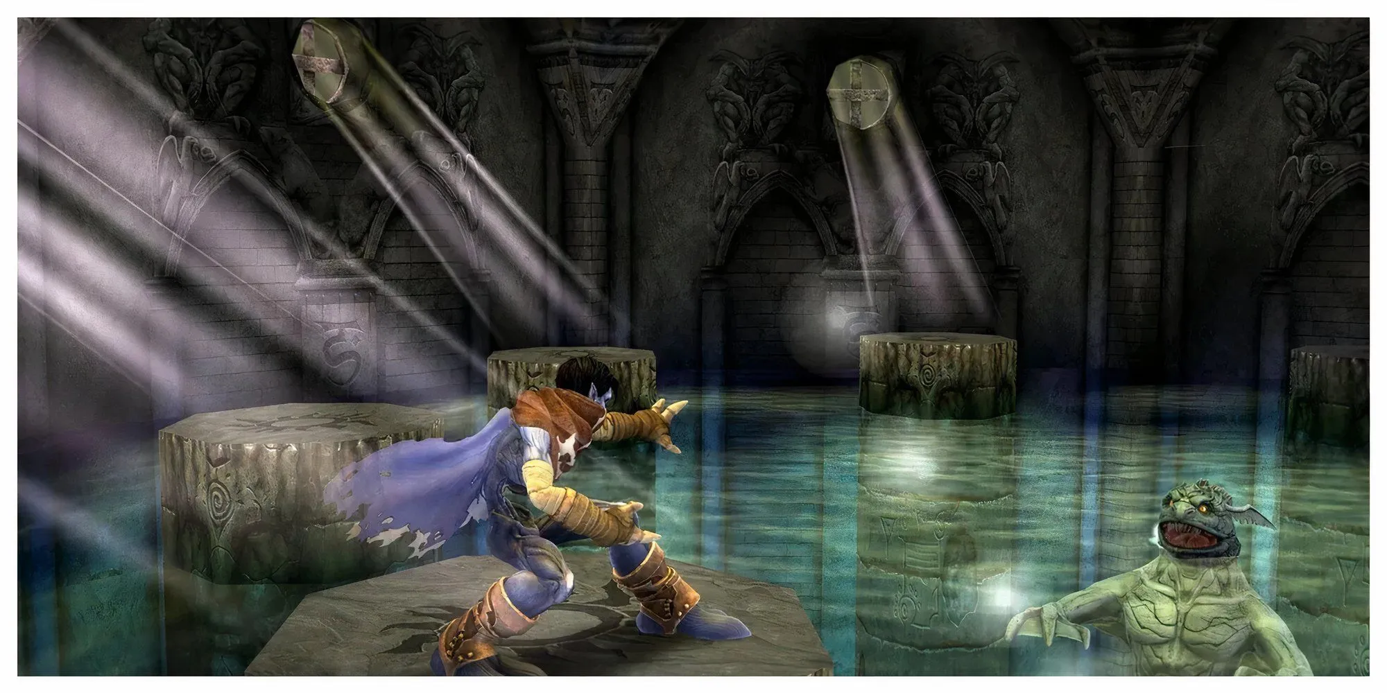 Nhân vật Raziel trong Legacy of Kain Soul Reaver với đôi cánh và thanh Soul Reaver