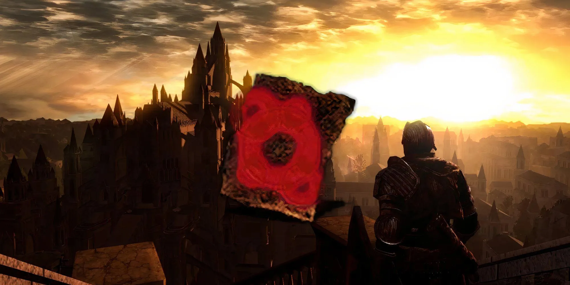 Nhân vật trong Dark Souls 1 được bao bọc bởiオーラ đỏ của phép Power Within