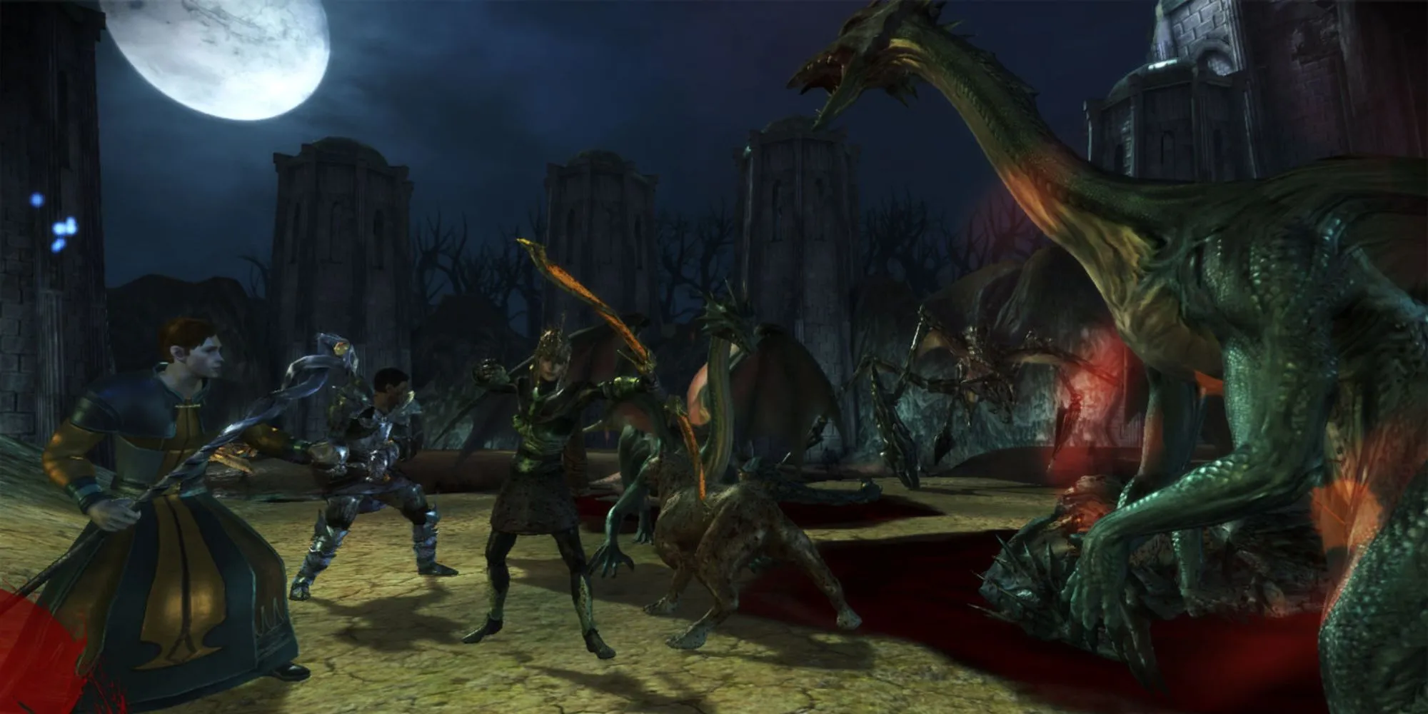 Nhân vật và đồng đội trong Dragon Age Origins chuẩn bị chiến đấu
