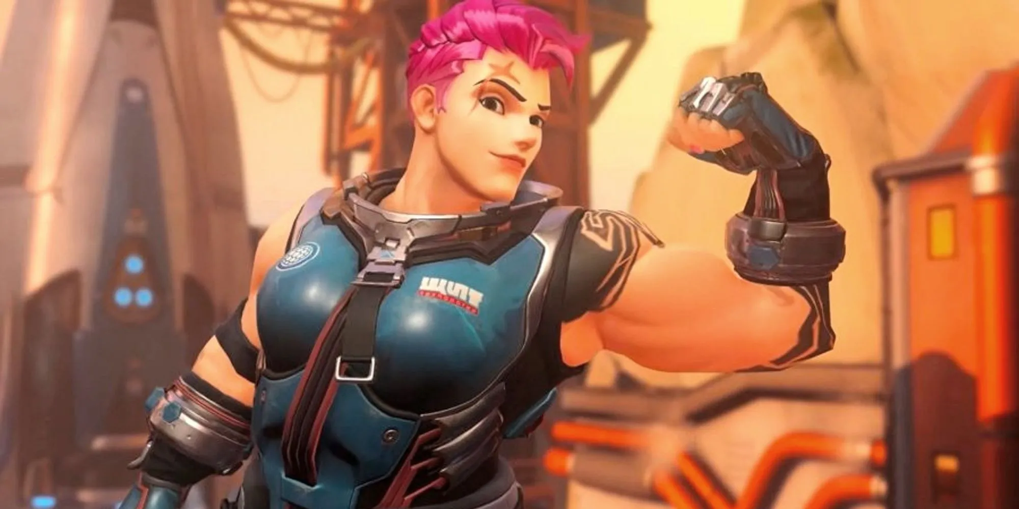 Nhân vật Zarya trong Overwatch 2 đang gồng cơ bắp đầy mạnh mẽ