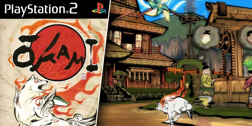 Nữ thần sói Amaterasu trong game Okami với phong cách đồ họa thủy mặc độc đáo
