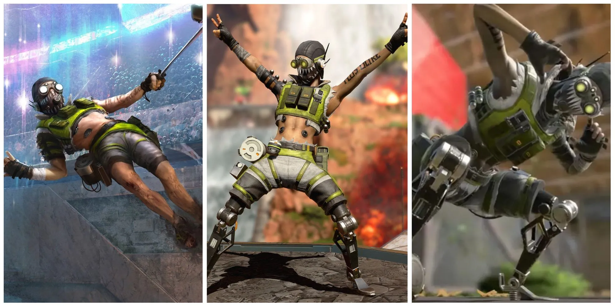 Octane bay trên không tạo dáng chờ lựu đạn nổ trong Apex Legends