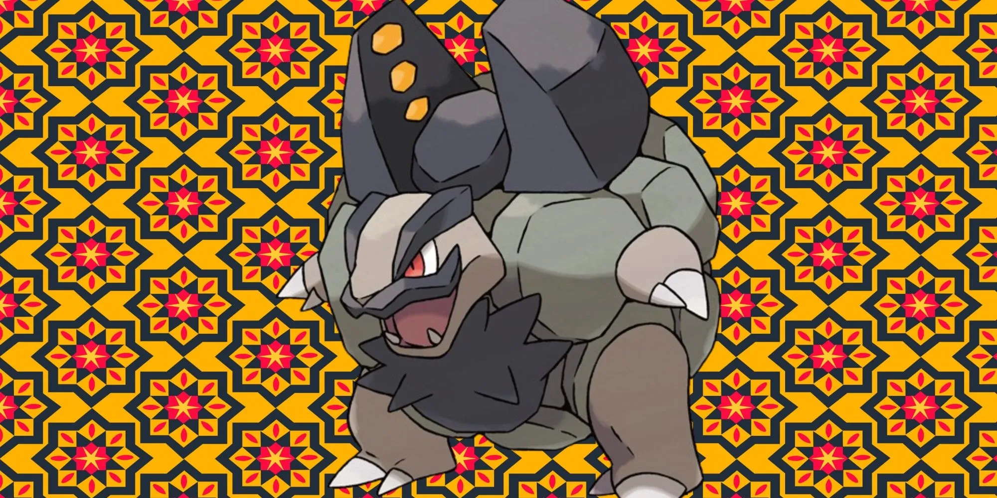 Pokémon Golem dạng Alola với bộ ria mép bằng đá từ tính và khẩu pháo trên lưng