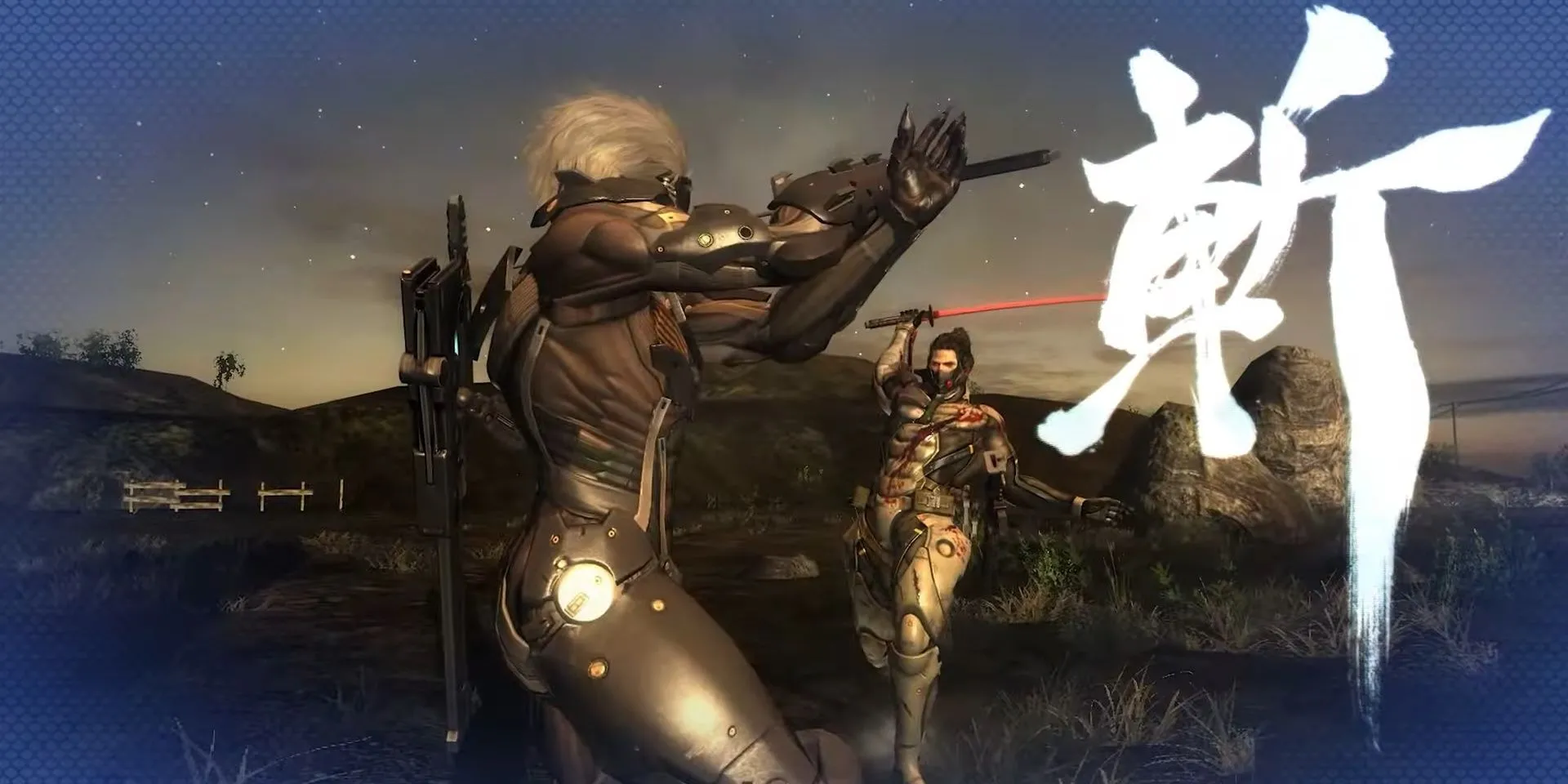 Raiden chuẩn bị dùng Blade Mode chém Sam trong Metal Gear Rising Revengeance